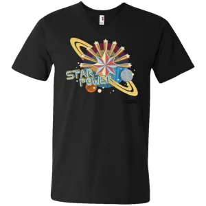 Captain Marvel Star Power Retro Style Men V-Neck T-Shirt