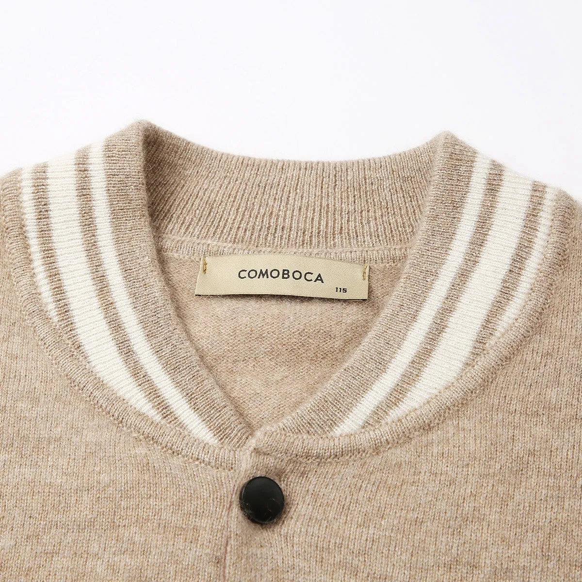 100% Cashmere Men's Striped Collar Button-Down Cardigan