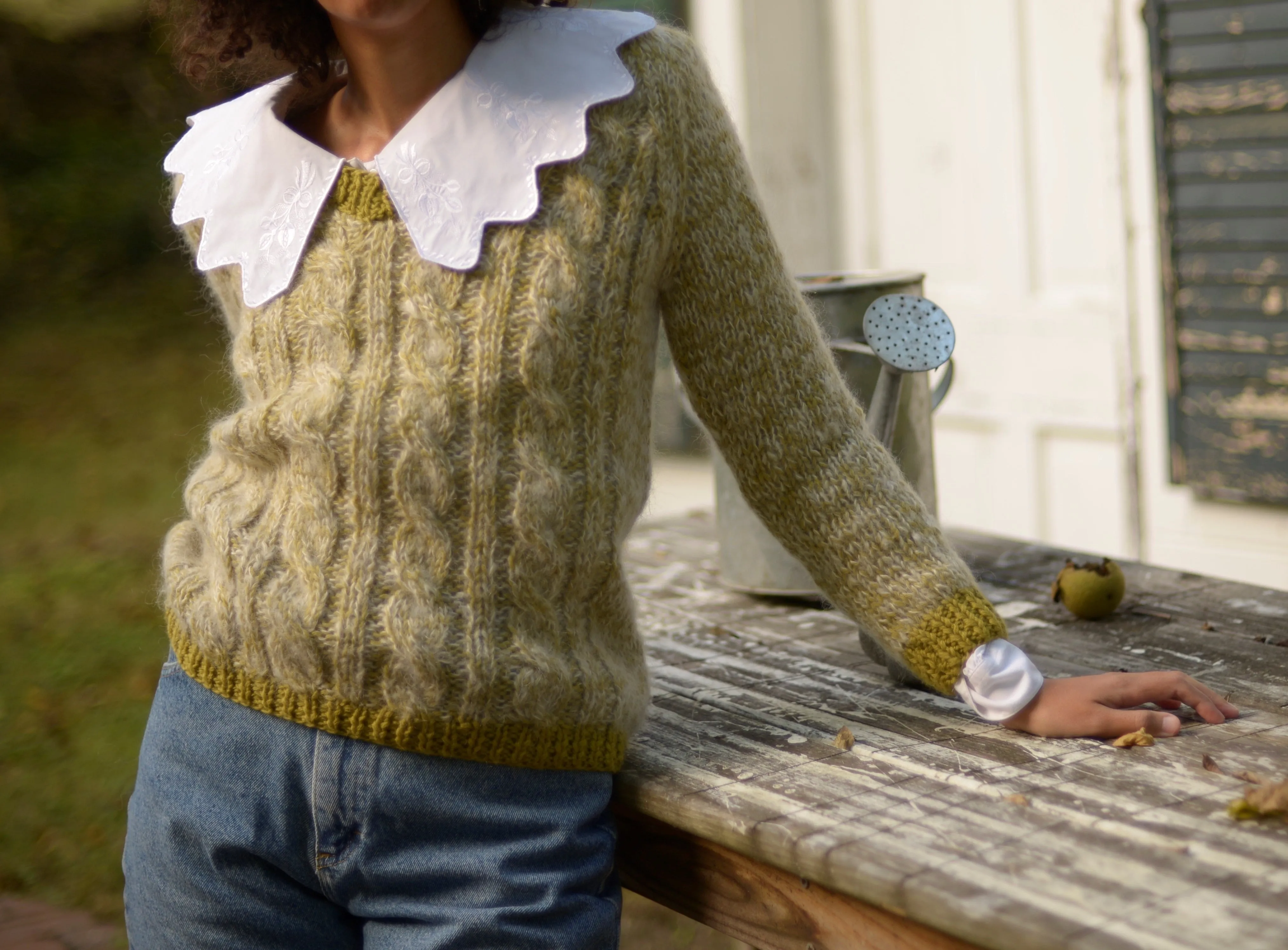 1950s chartreuse marled Italian mohair sweater