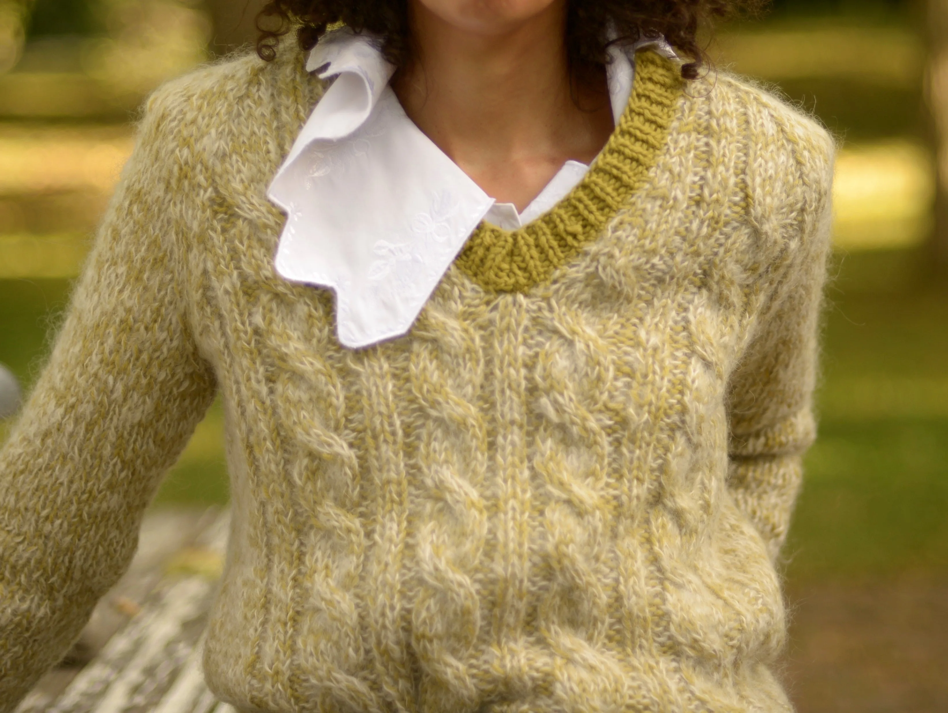 1950s chartreuse marled Italian mohair sweater