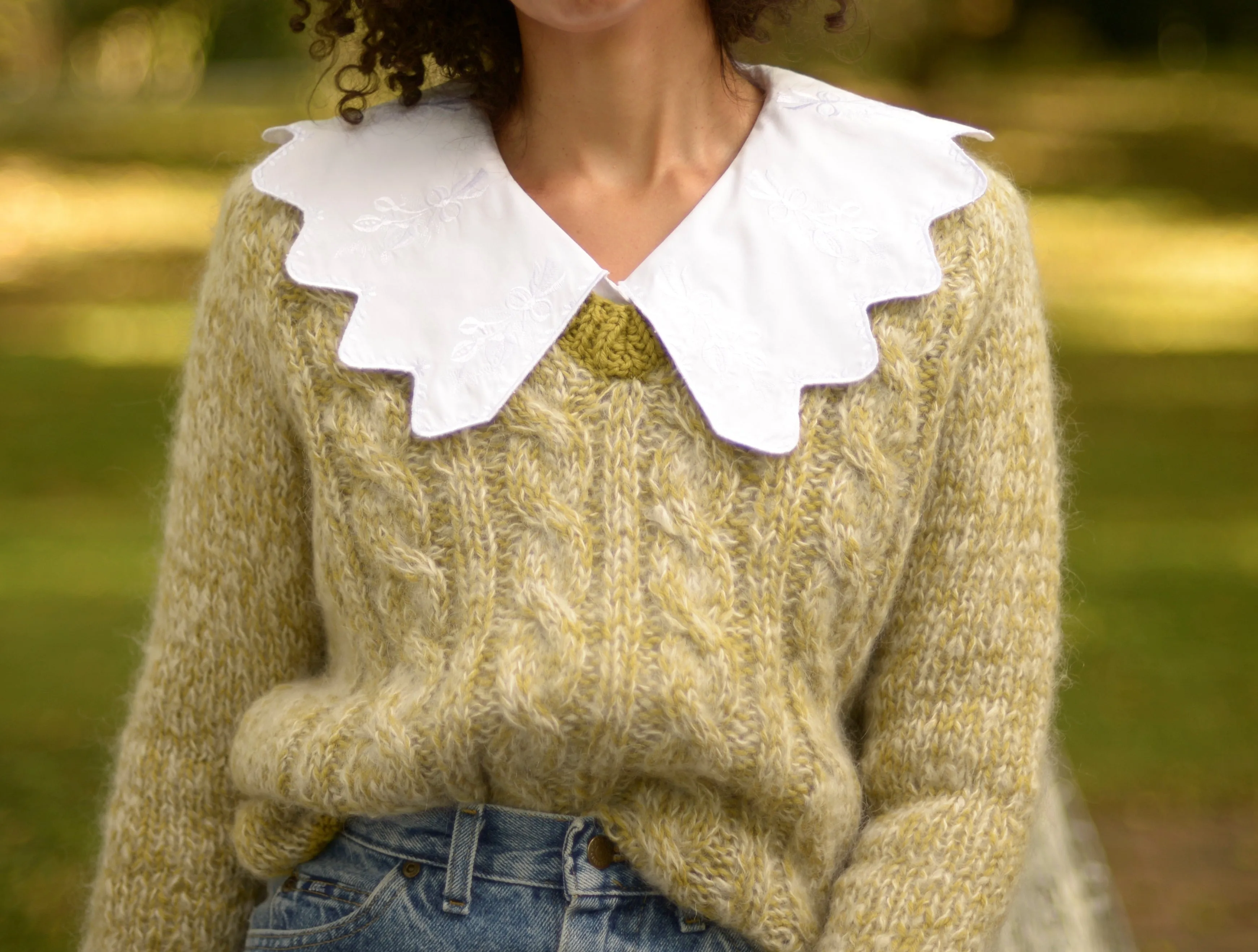 1950s chartreuse marled Italian mohair sweater