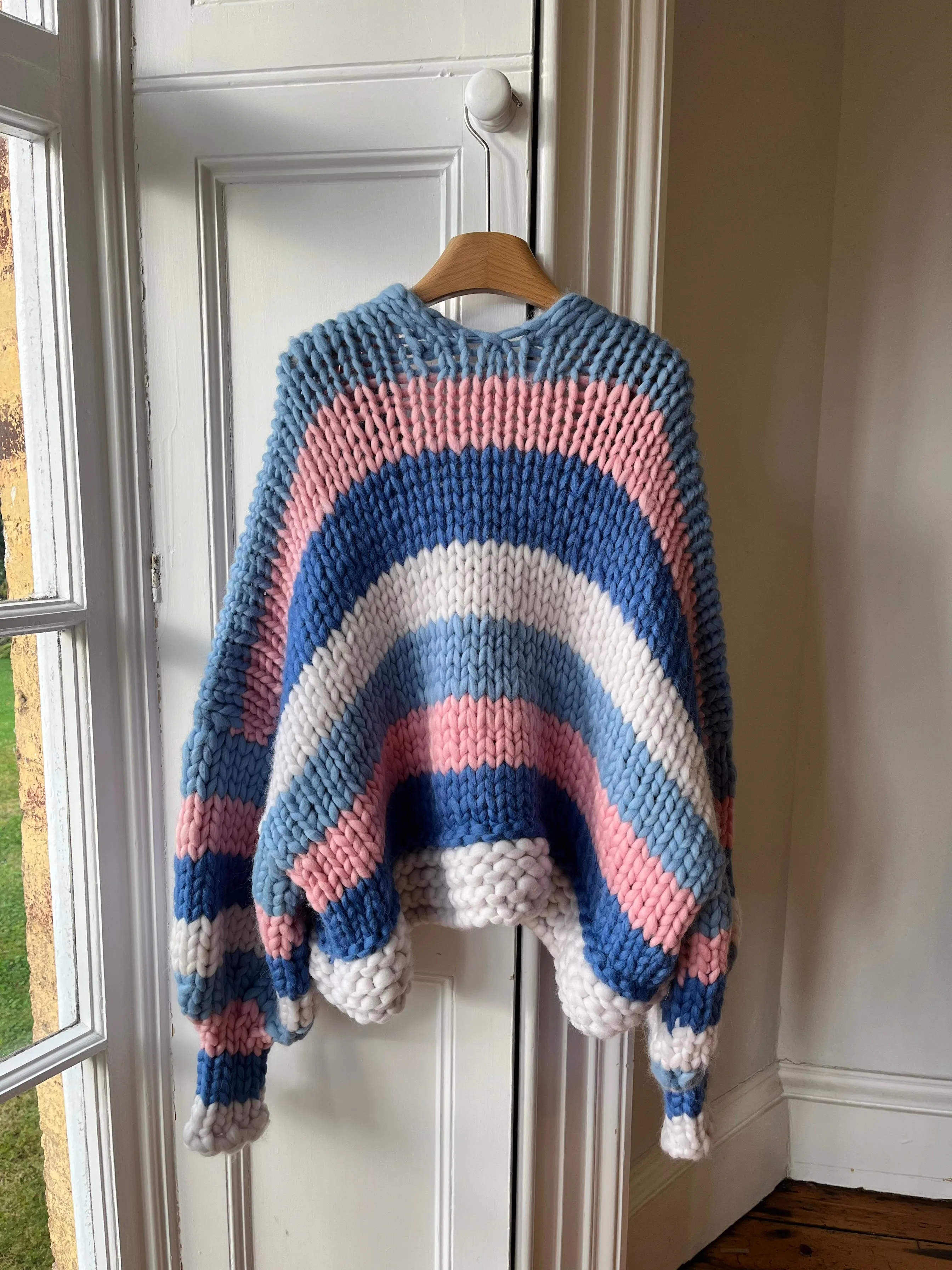 1of1 Pink and Blue Chunky Knit Cardigan S/M (Sample)