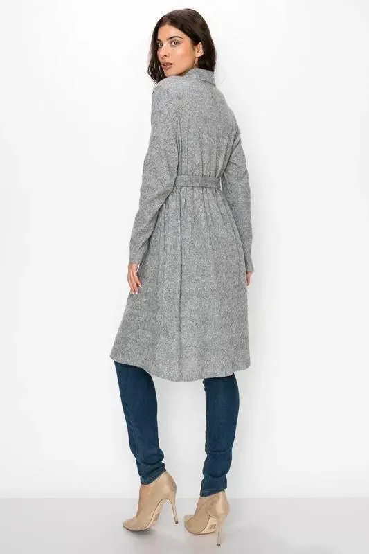 Adele Knee Length Tie Front Cardigan