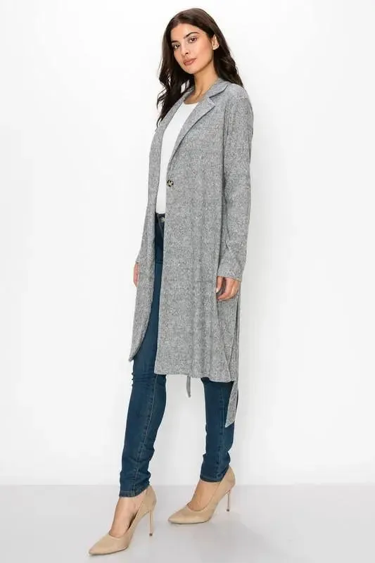 Adele Knee Length Tie Front Cardigan