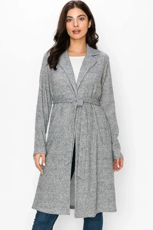 Adele Knee Length Tie Front Cardigan