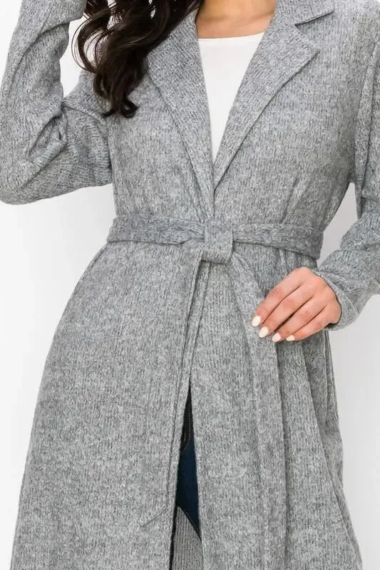 Adele Knee Length Tie Front Cardigan