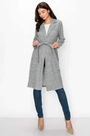 Adele Knee Length Tie Front Cardigan