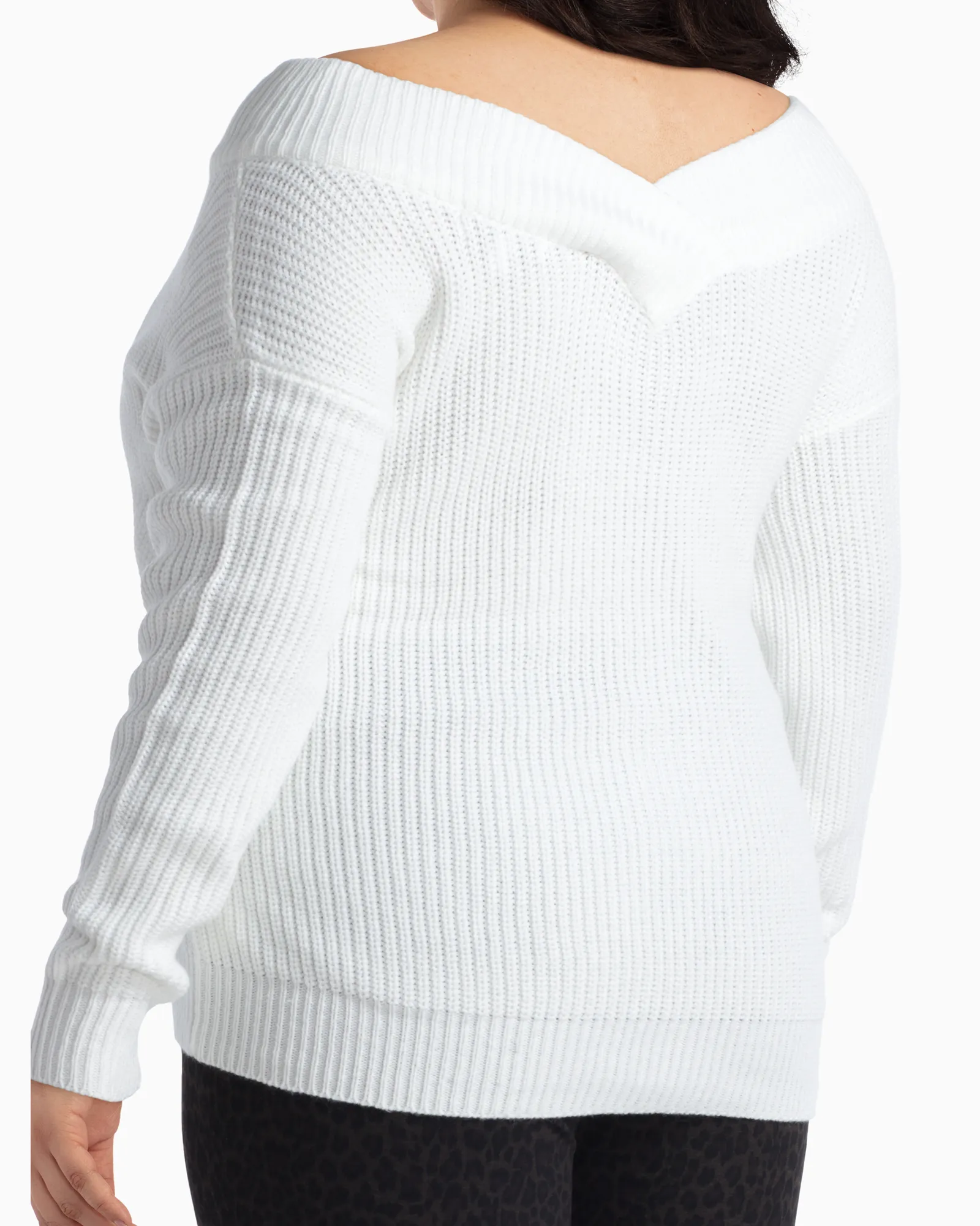 Albany Off The Shoulder V-Neck Sweater | White