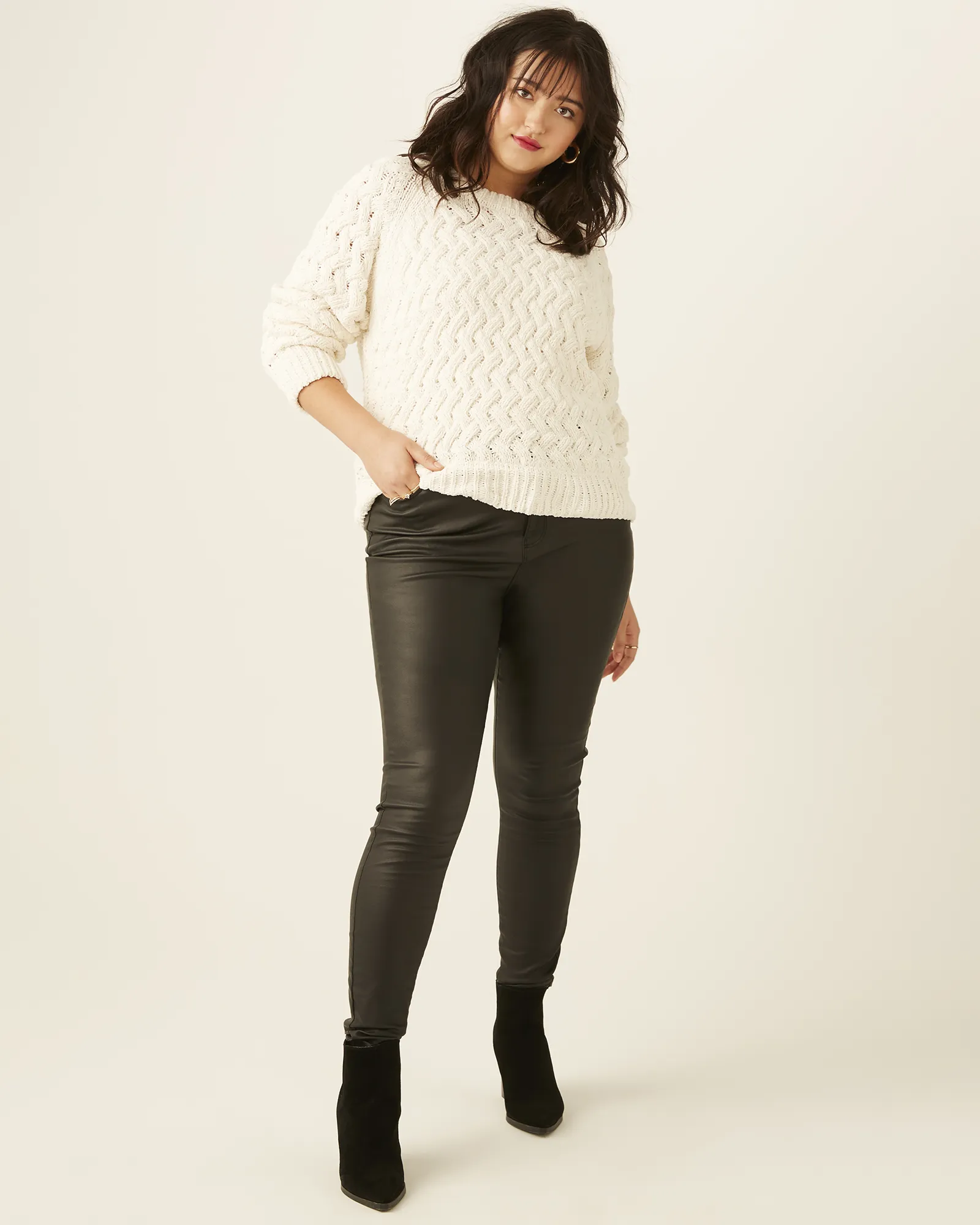 Amanda Cable-Knit Sweater | White