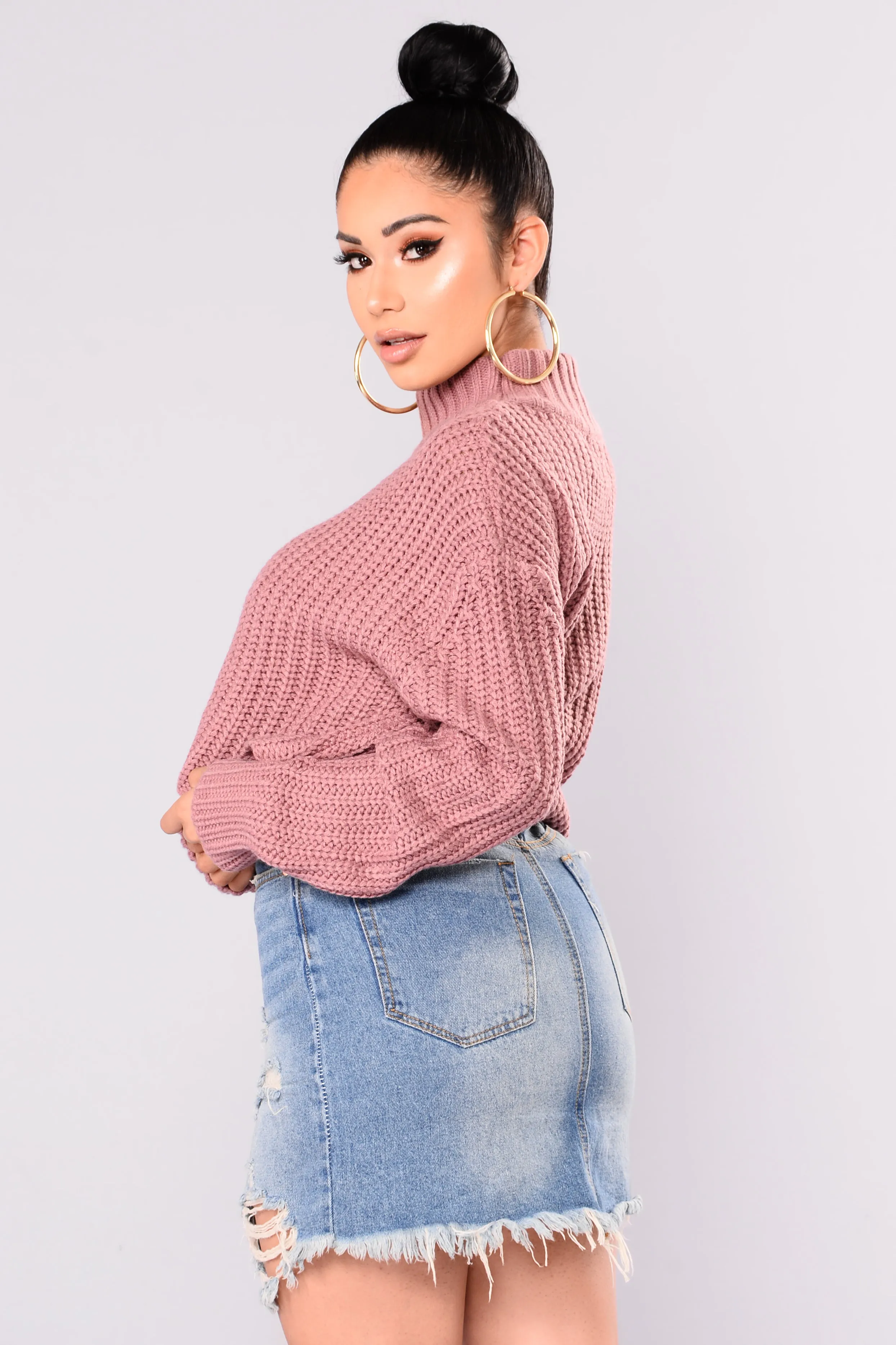 Avelina Long Sleeve Sweater - Mauve