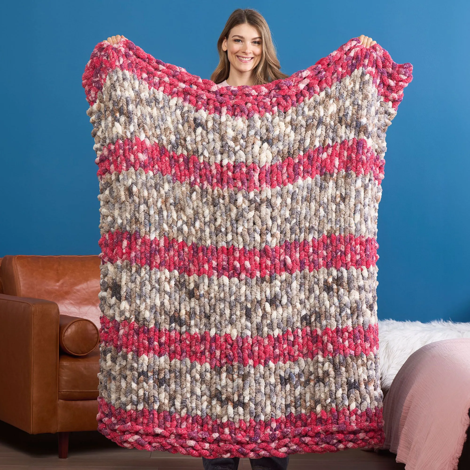 Bernat Celestial Stripes Knit Blanket