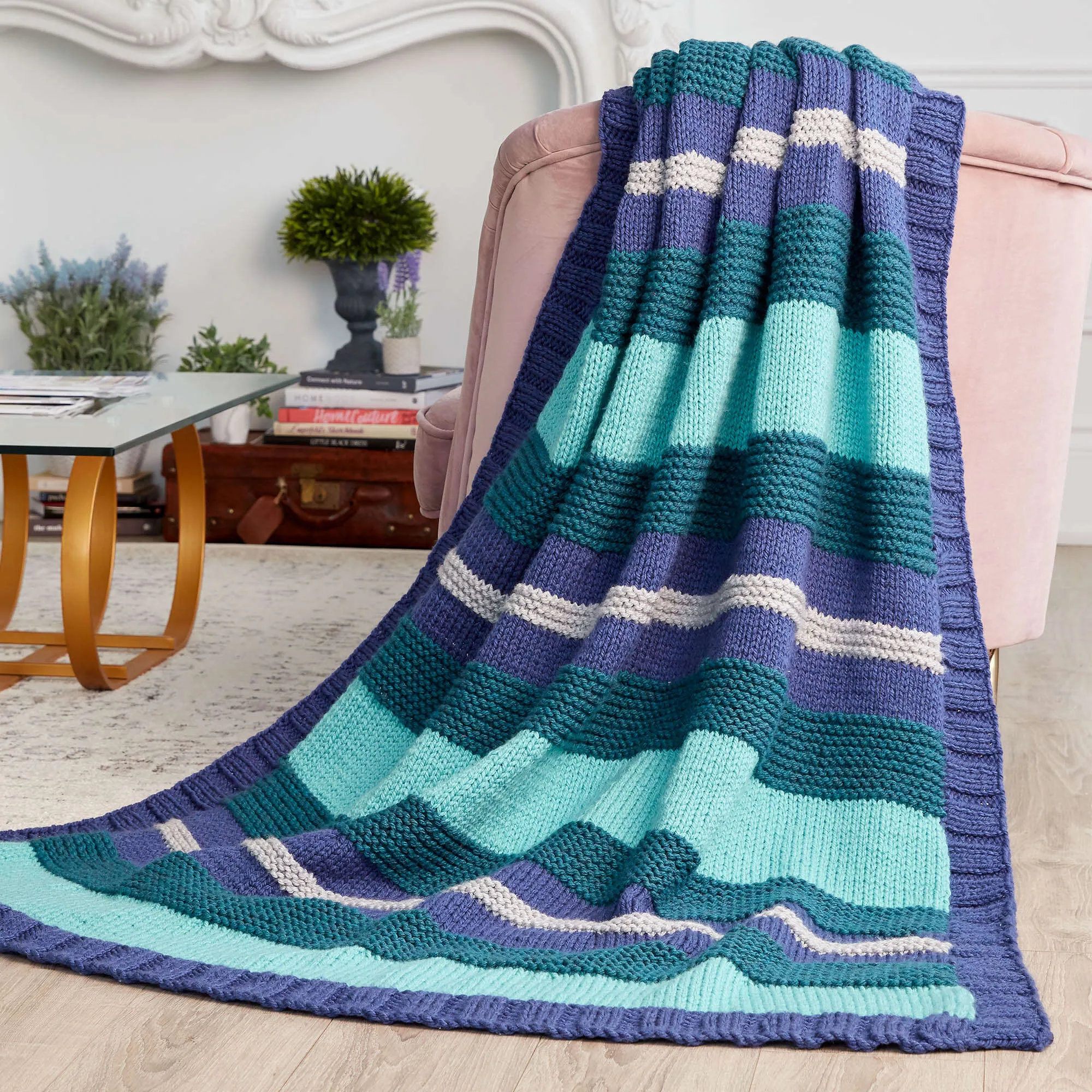 Bernat Simple Stripe Knit Blanket