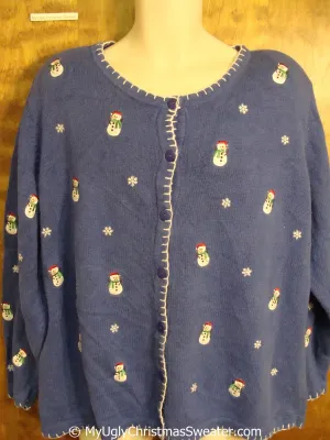 Big Size Blue 2sided Snowmen Ugly Christmas Sweater