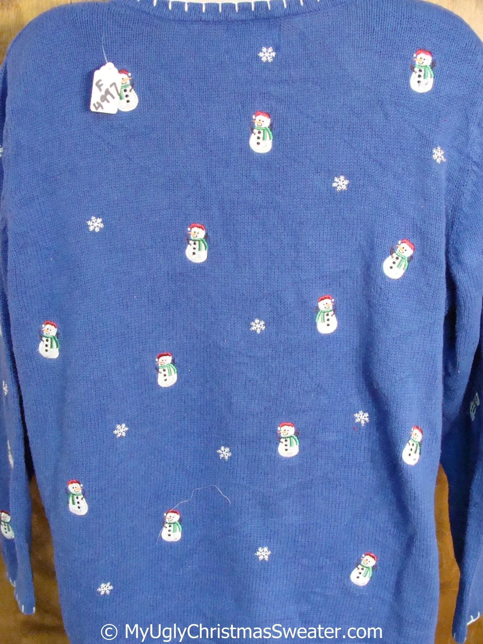 Big Size Blue 2sided Snowmen Ugly Christmas Sweater