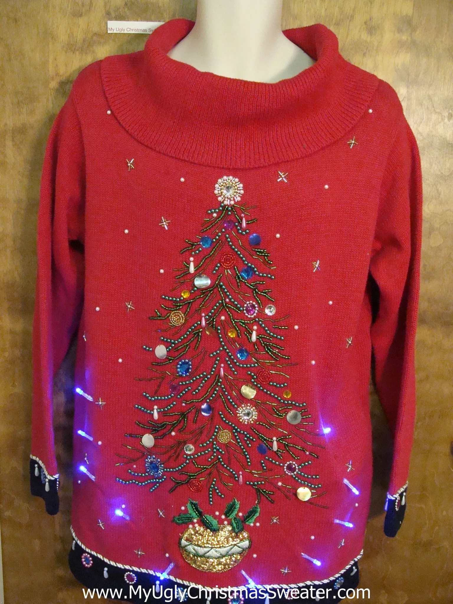 Bling Festive Tree Light Up Ugly Xmas Sweater