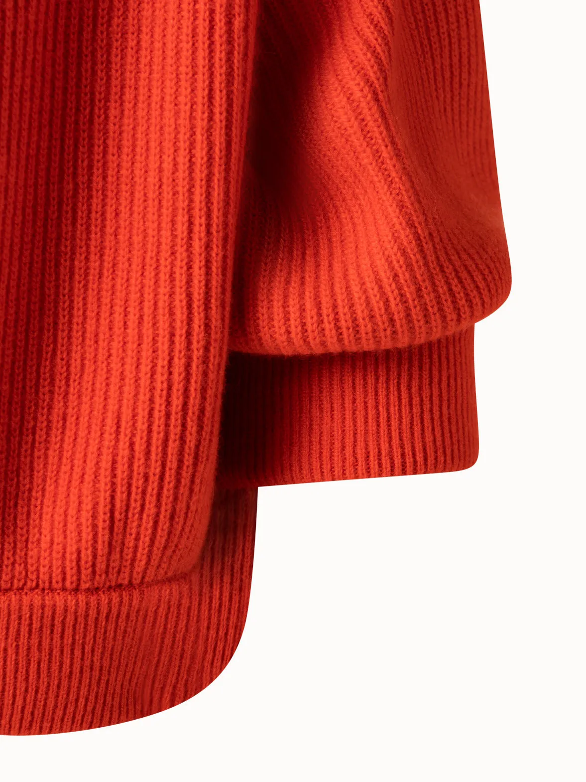 Boxy Ribbed Knit Cashmere Pullover