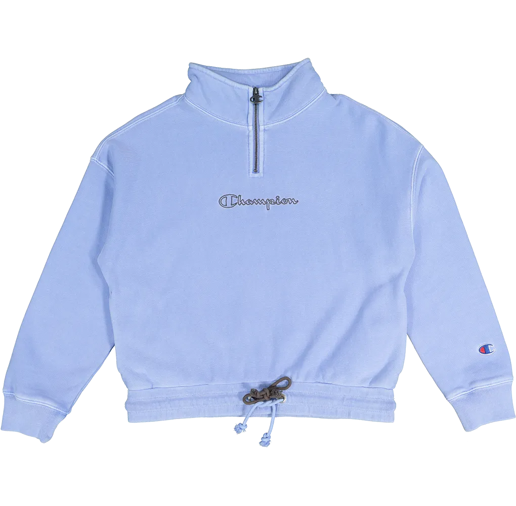 Champion Rev Weave Garment Dye Quarter Zip Pullover Blueberry Cream