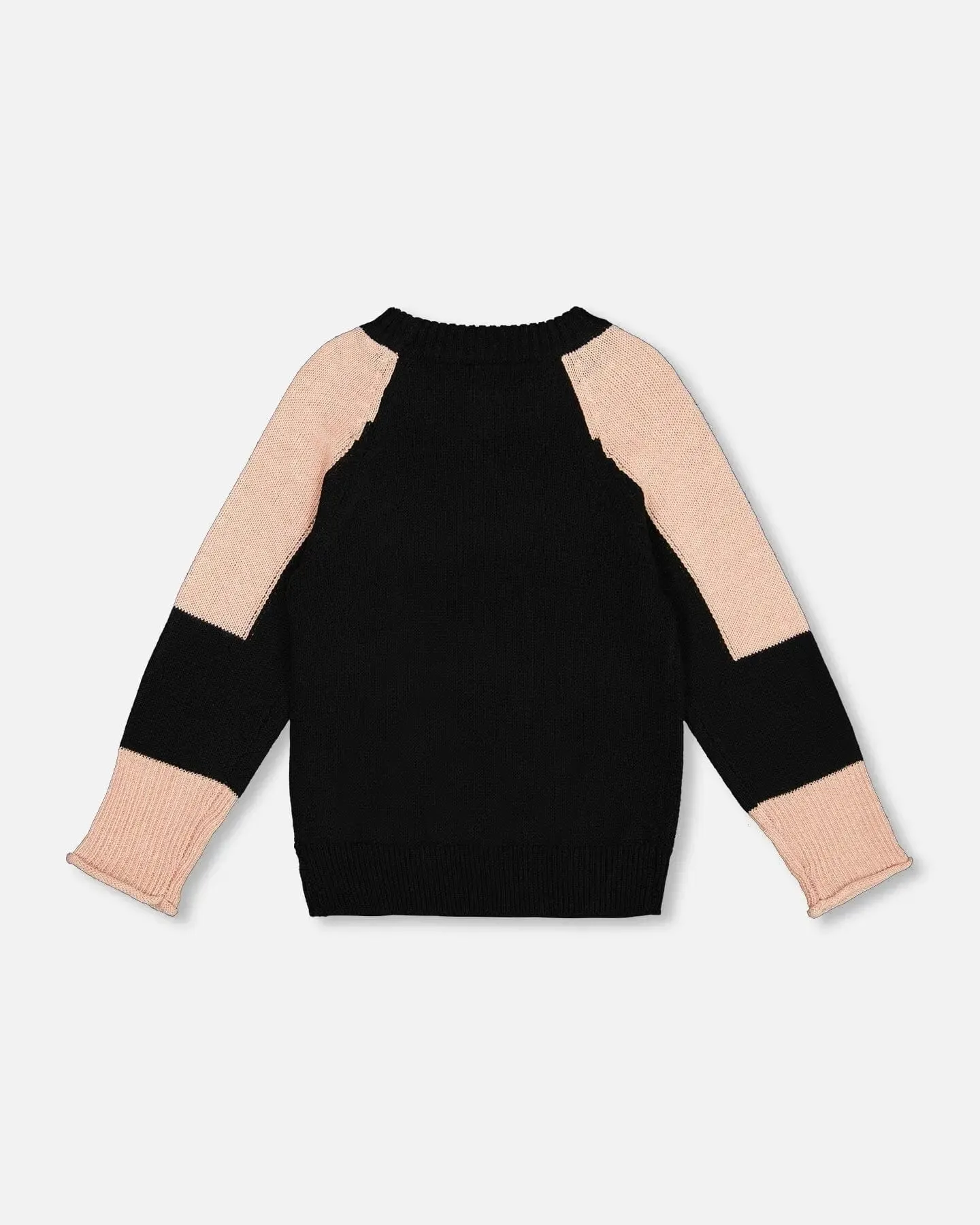 Colorblock Knit Sweater With Intarsia Black