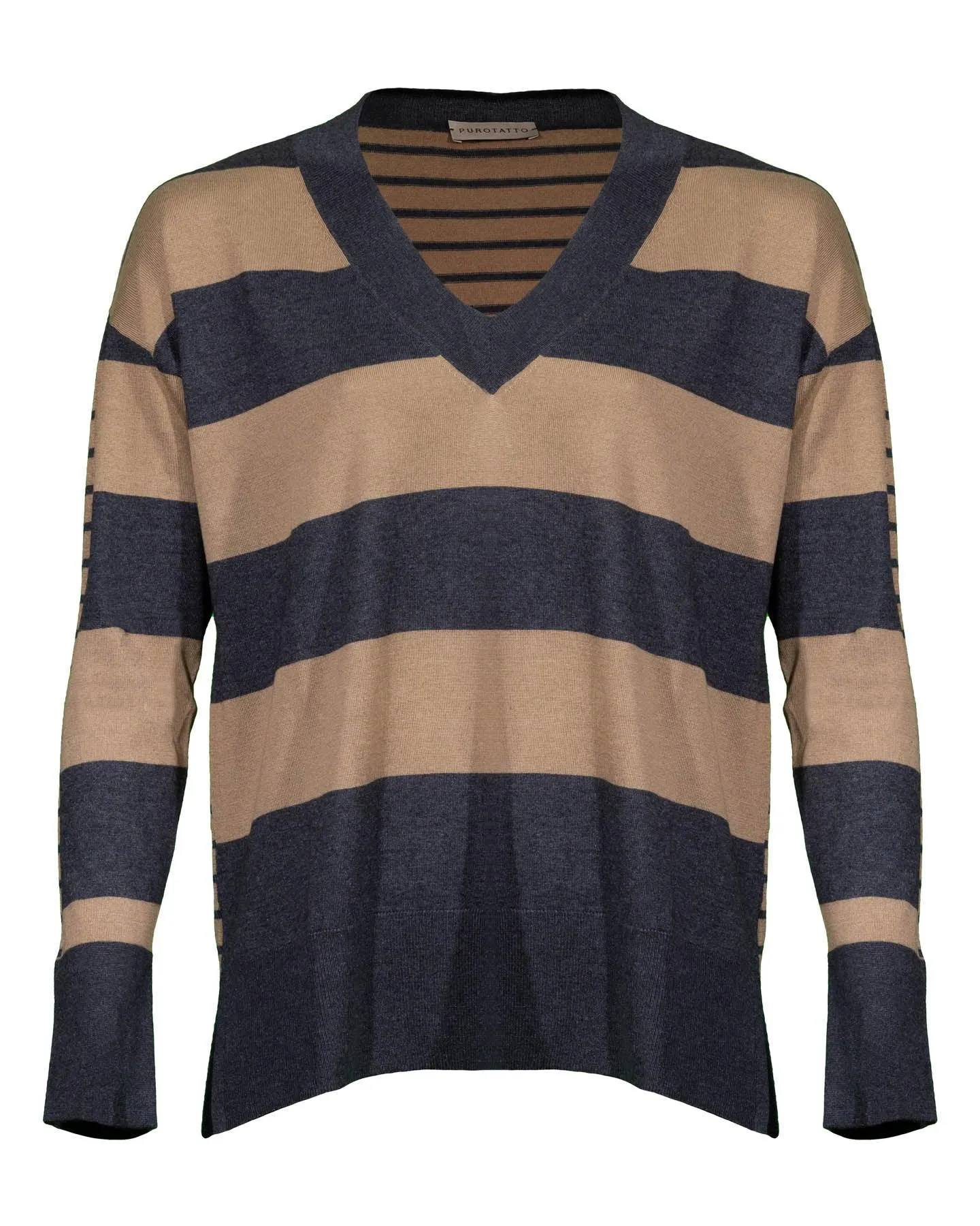 Contrast Stripe V-Neck Sweater