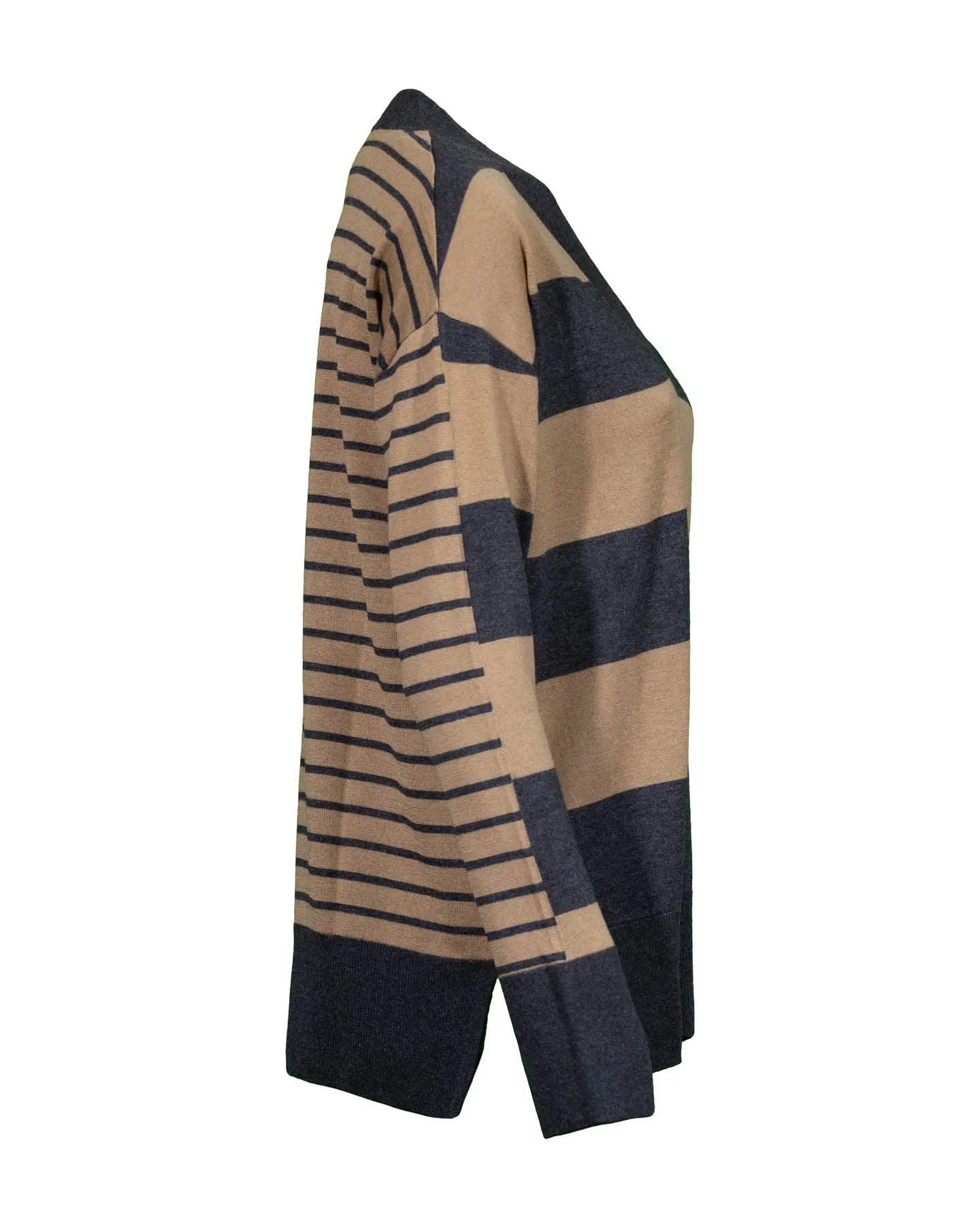 Contrast Stripe V-Neck Sweater