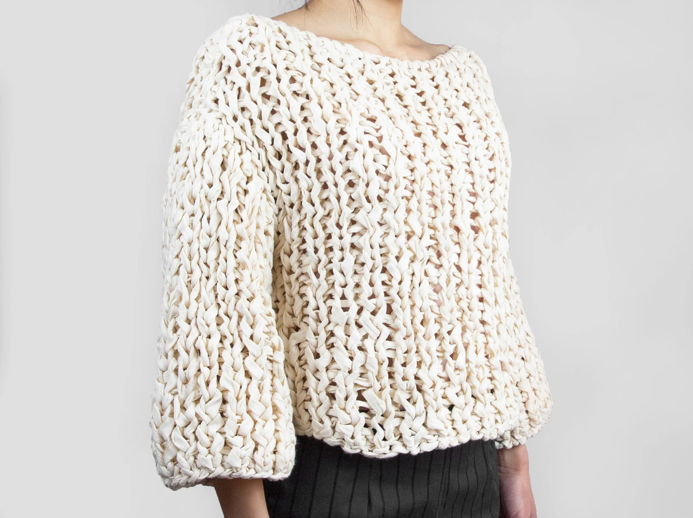 Cream Beige Chunky Knit Sweater