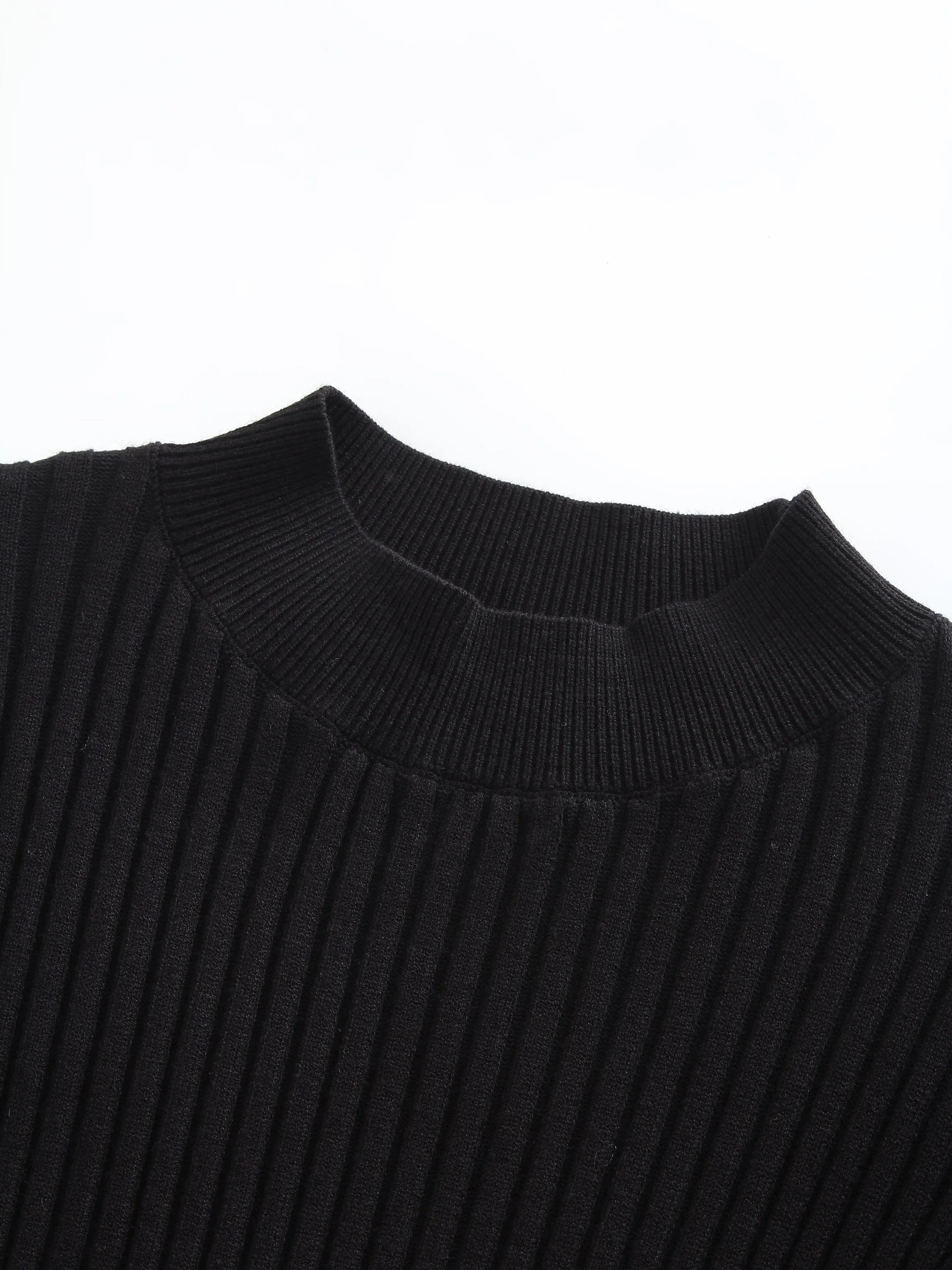 Crew Knit Satin Dress-Black