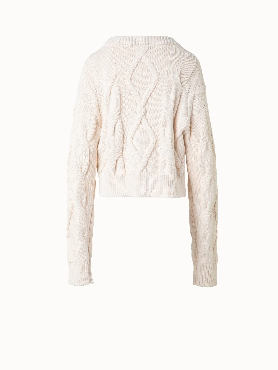 Crew Neck Sweater in Chunky Cable Cotton