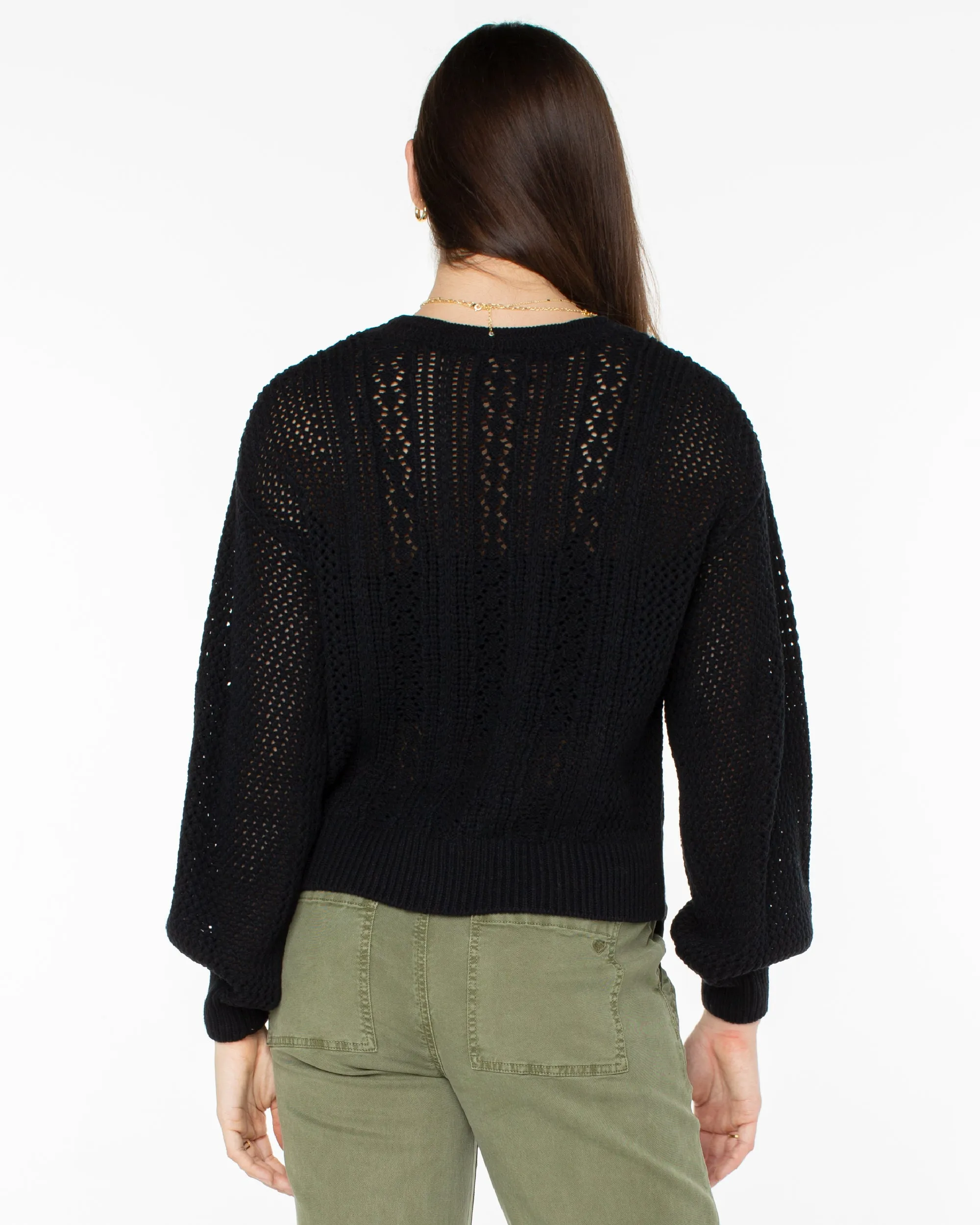 Day Break Open Knit Sweater - Anthracite