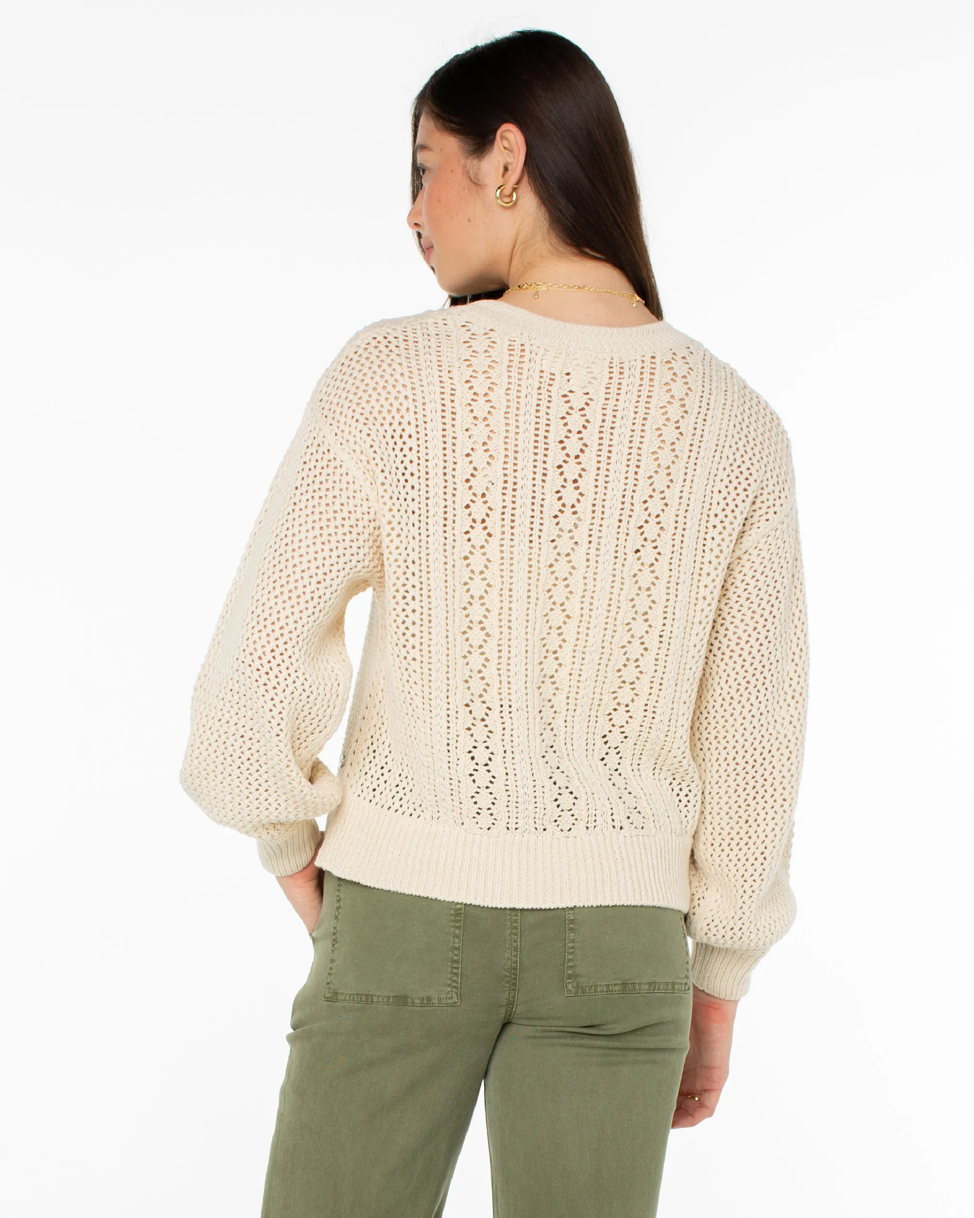 Day Break Open Knit Sweater - Parchment