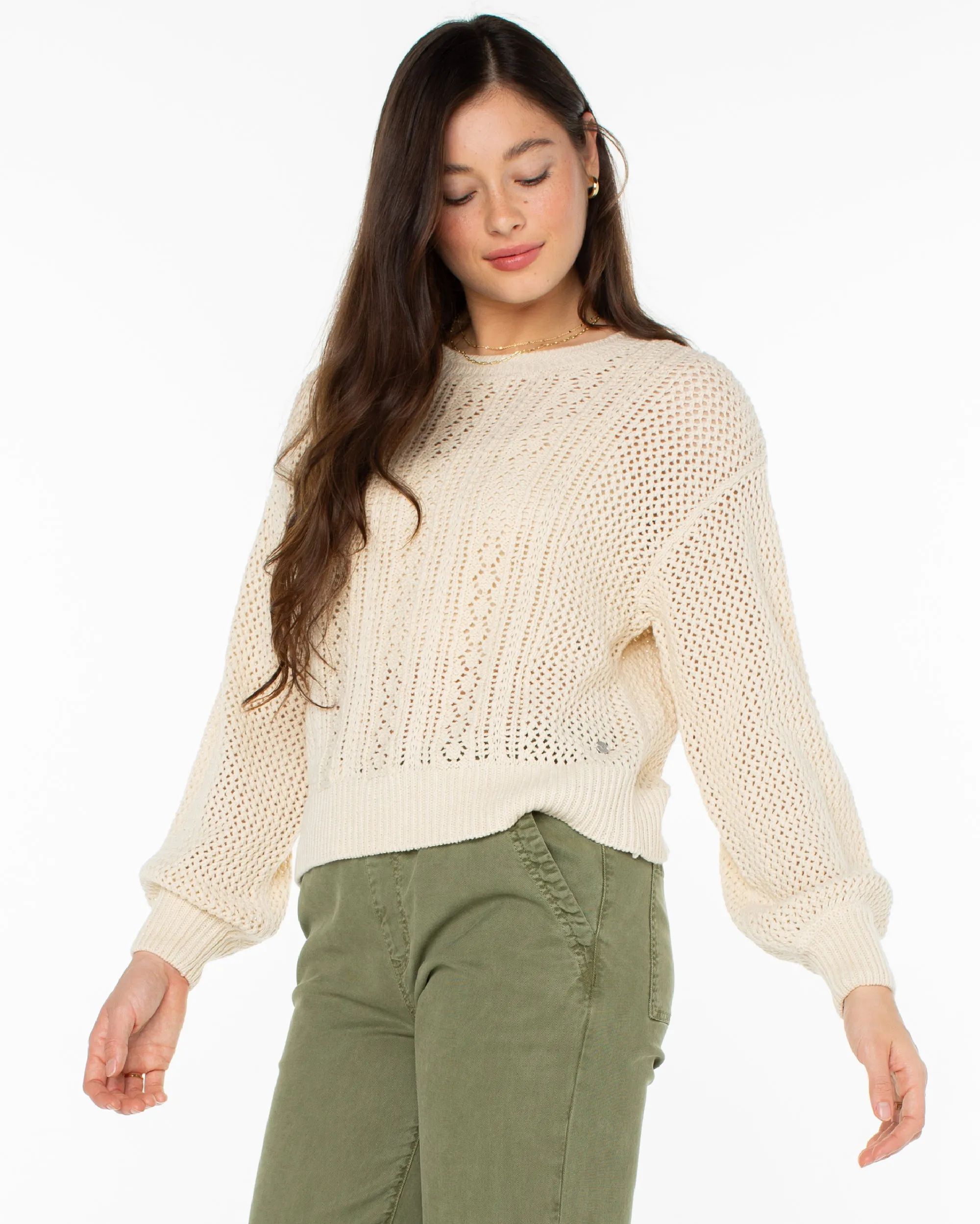 Day Break Open Knit Sweater - Parchment