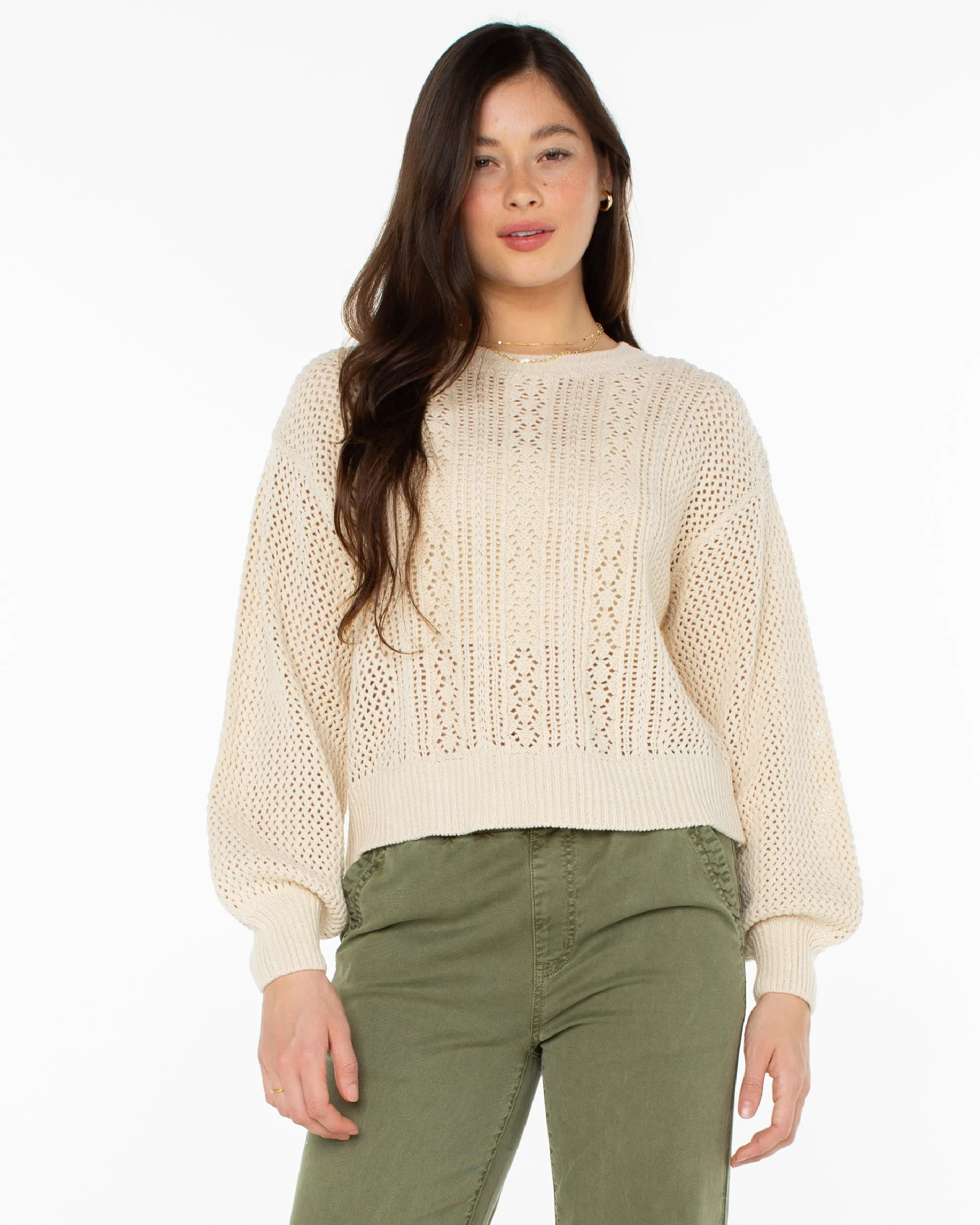 Day Break Open Knit Sweater - Parchment