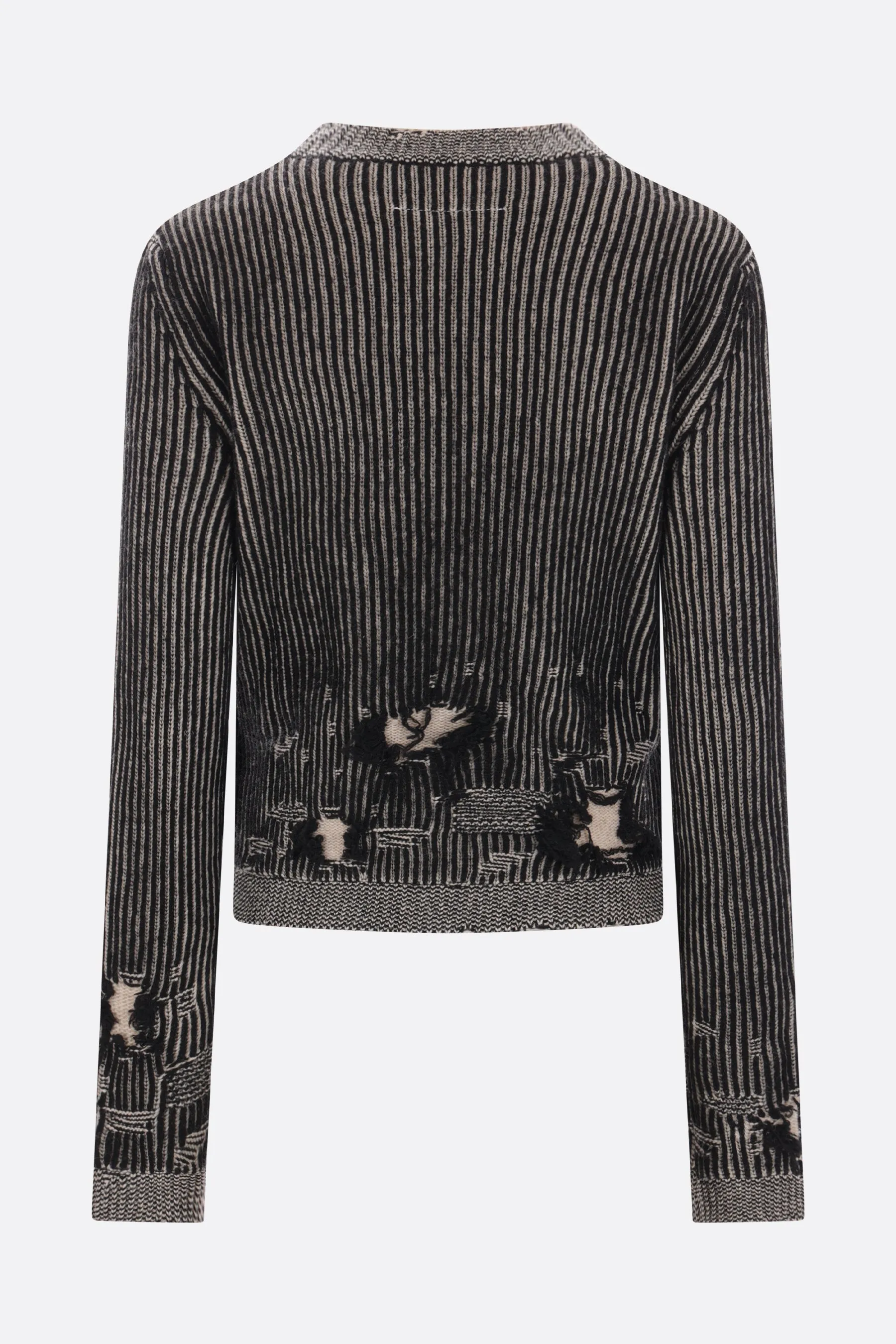 distressed-effect wool blend sweater