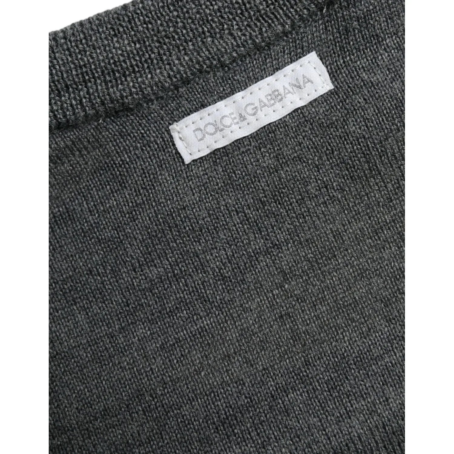 Dolce & Gabbana Dark Gray Wool Crew Neck Pullover Sweater