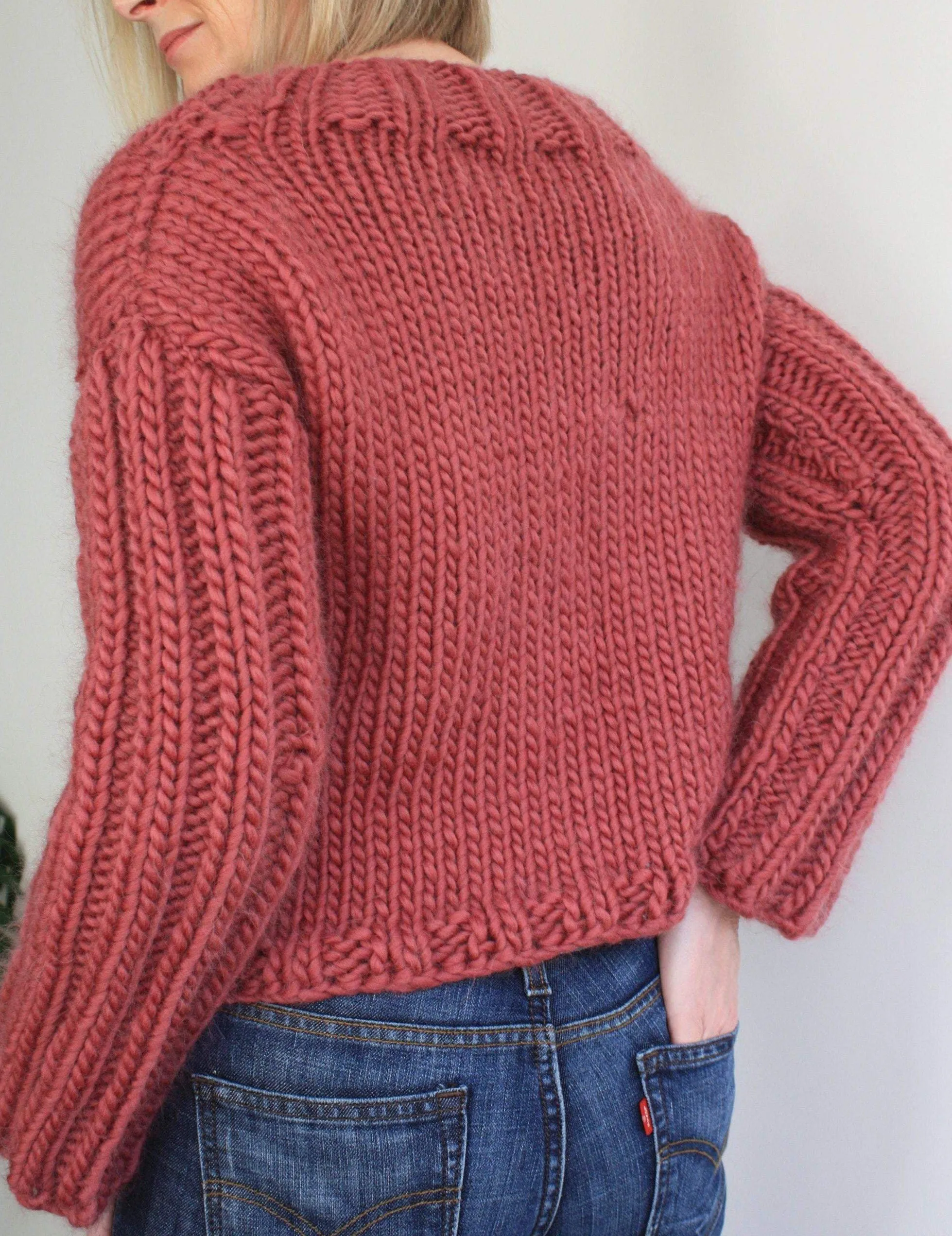 Easy Knitting Pattern - Railway Sleeve Cropped Chunky Sweater