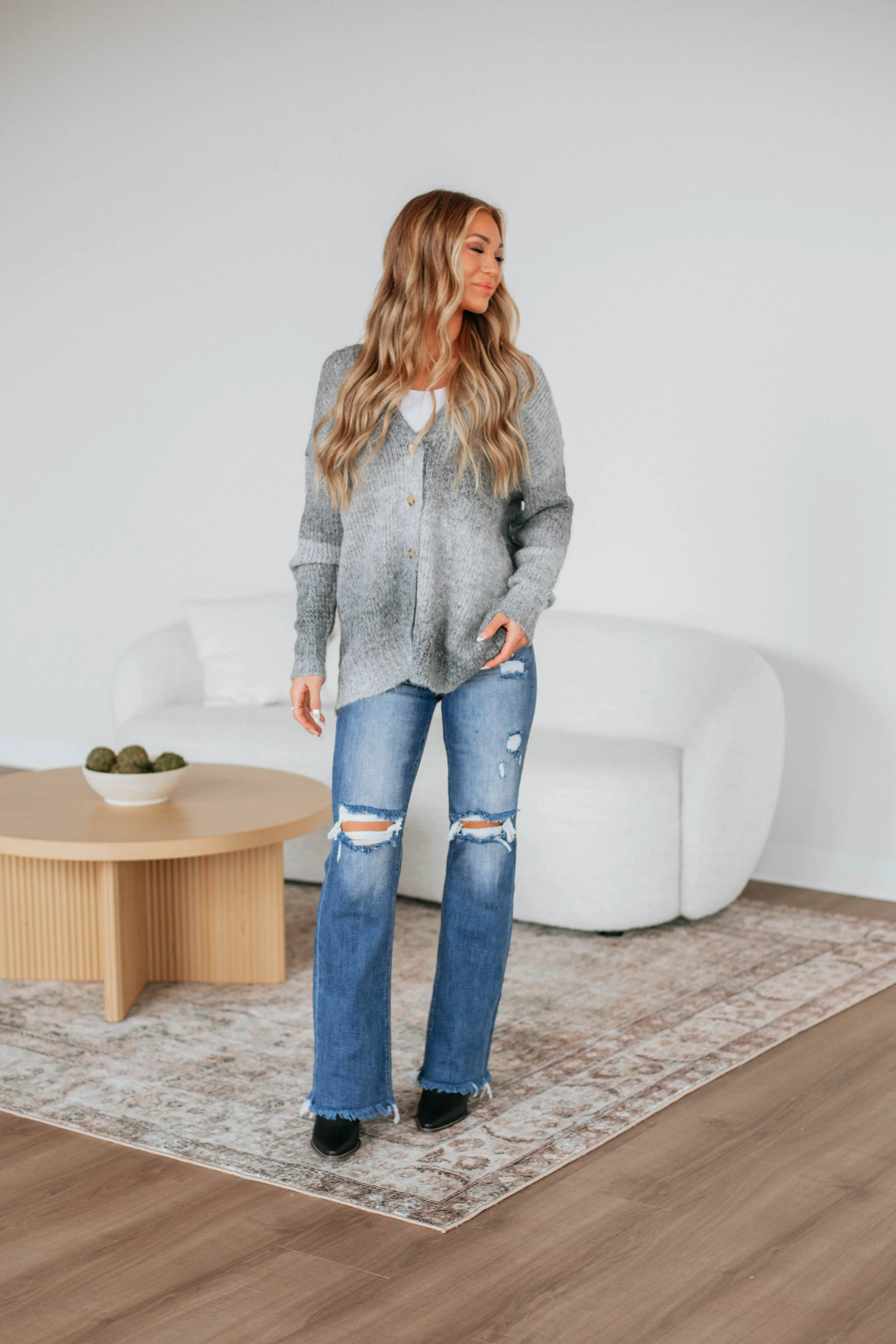 Elsie Knit Cardigan - Heather Grey