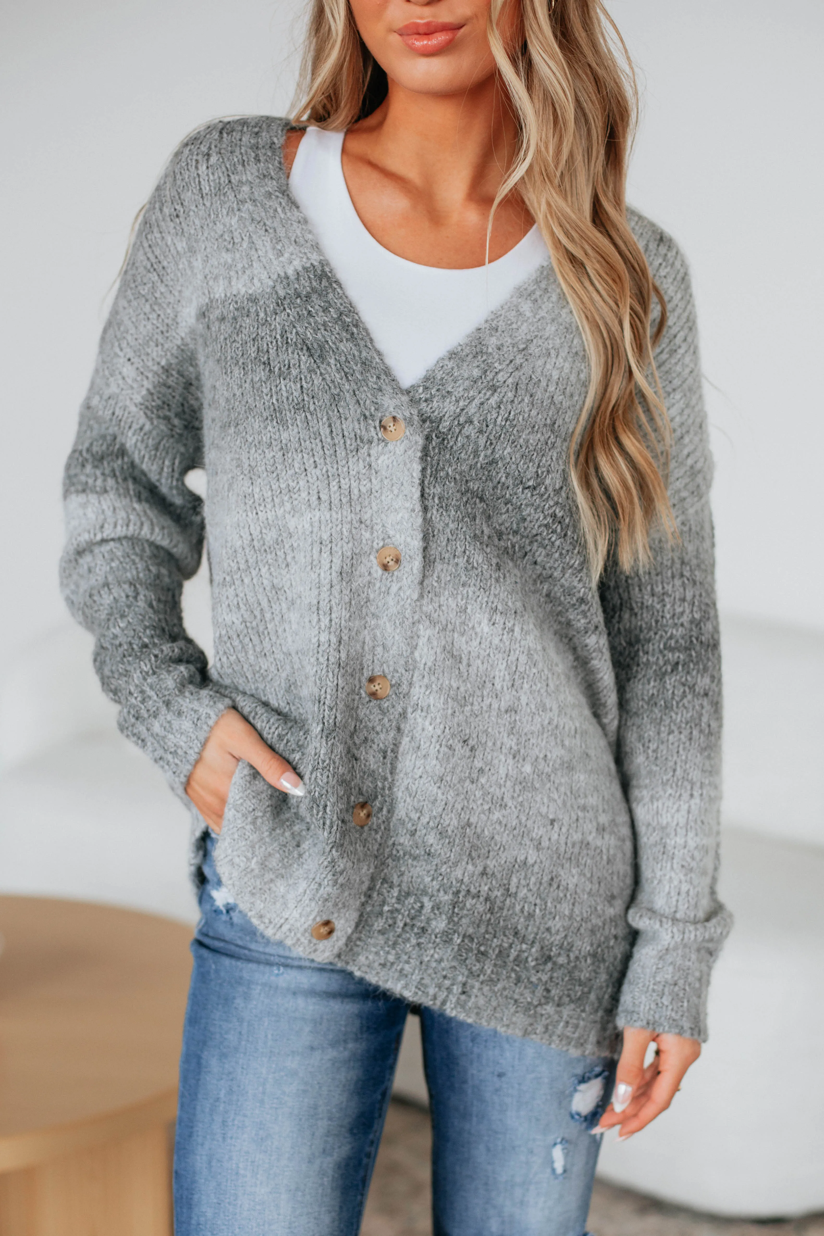 Elsie Knit Cardigan - Heather Grey