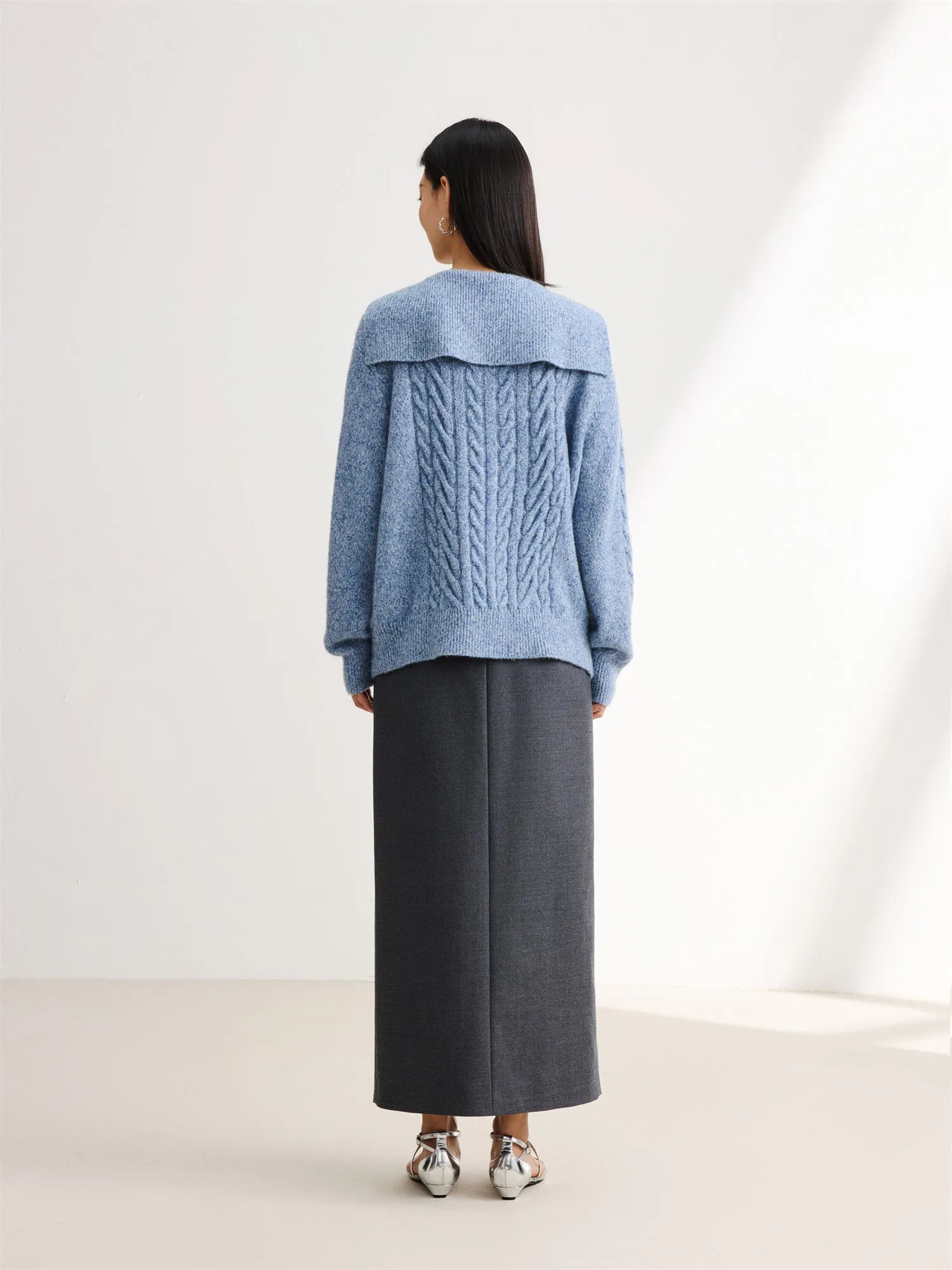 EP YAYING Navy Collar Knitted Sweater