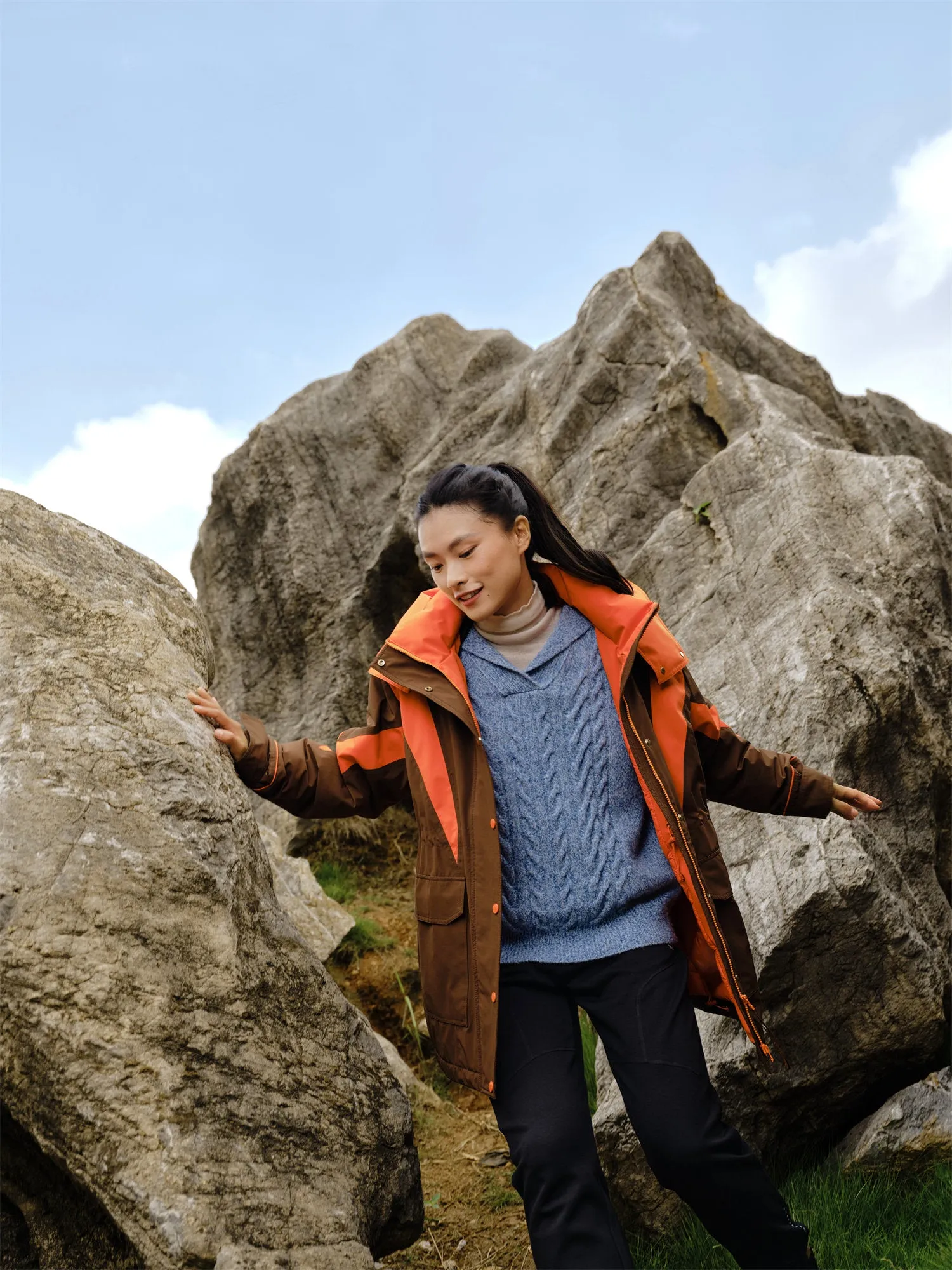 EP YAYING Navy Collar Knitted Sweater