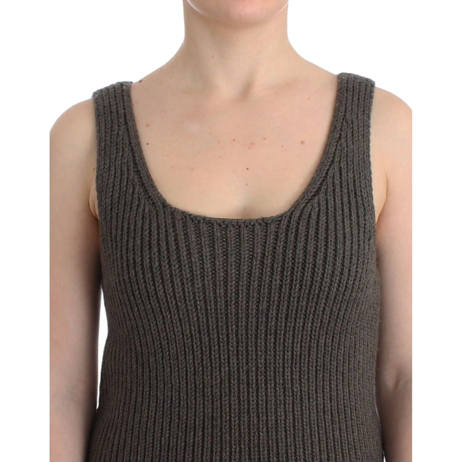 Ermanno Scervino Chic Gray Knit Crew Neck Top