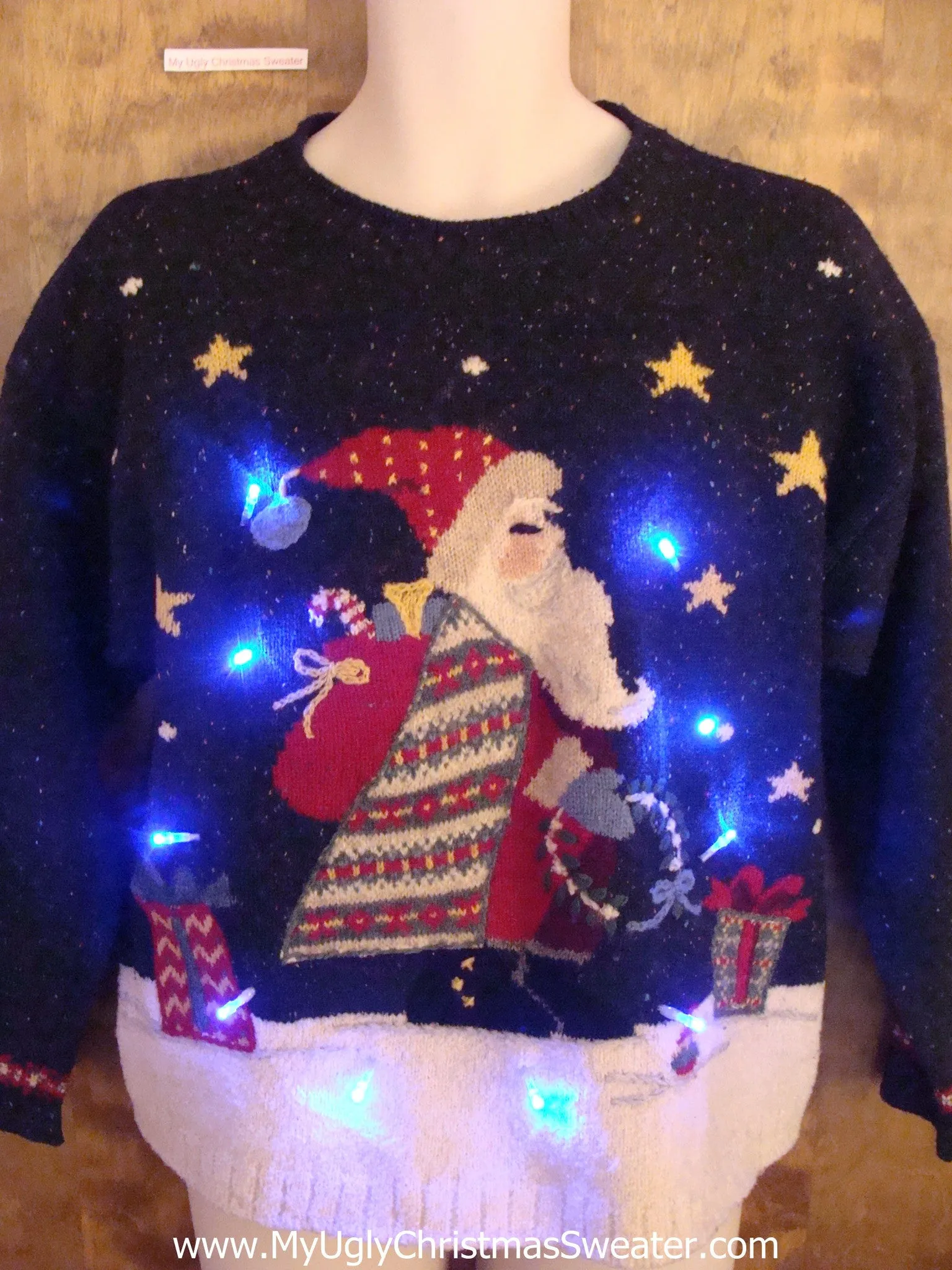 Fancy Santa with Nordic Robes Light Up Ugly Xmas Sweater