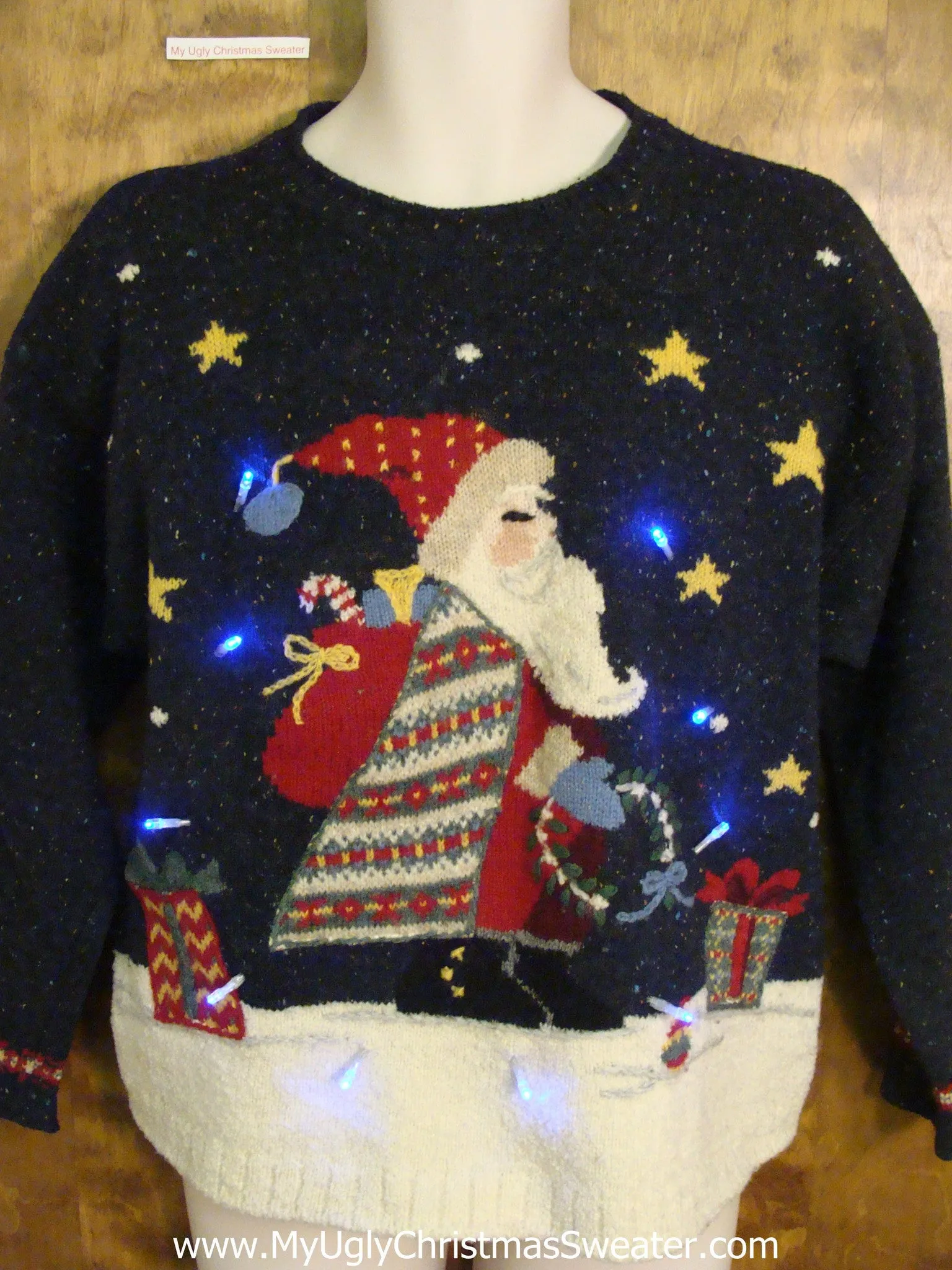 Fancy Santa with Nordic Robes Light Up Ugly Xmas Sweater