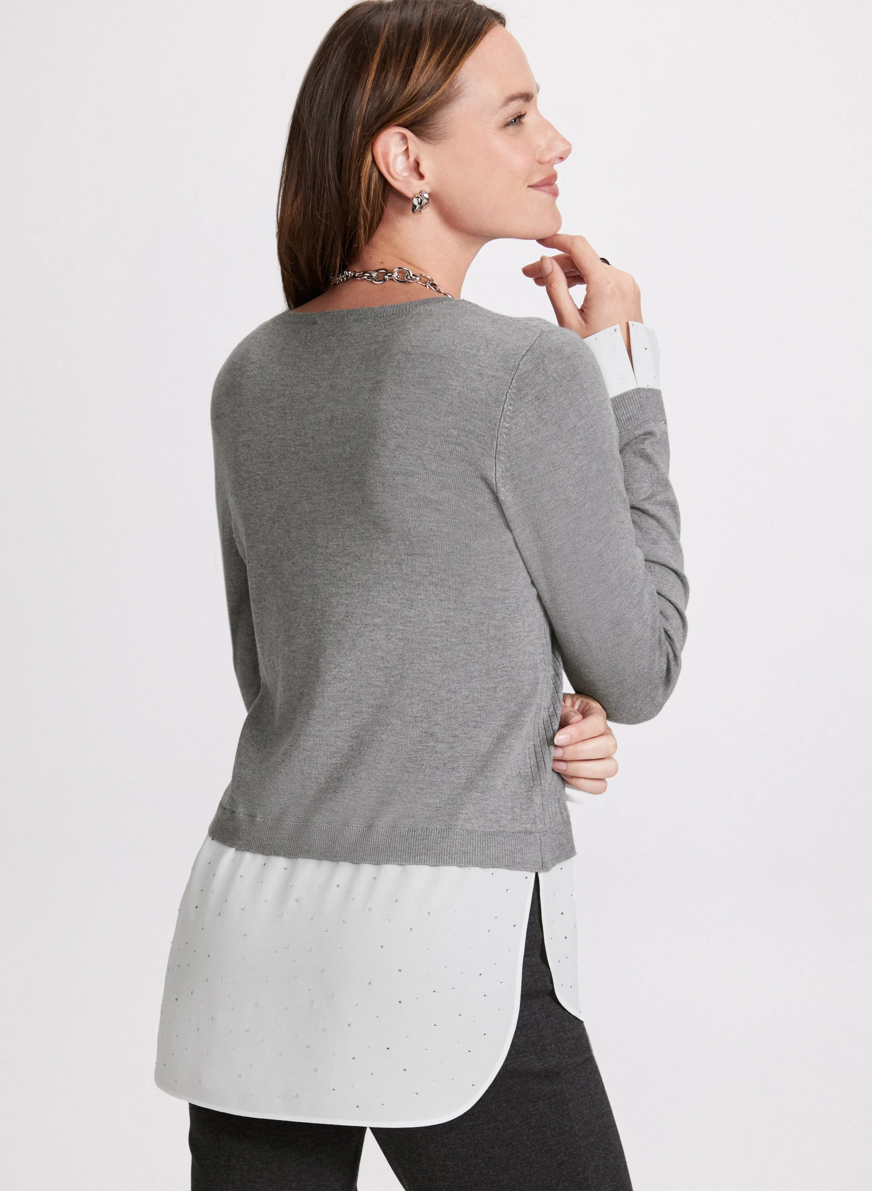 Faux Layered Pullover Sweater