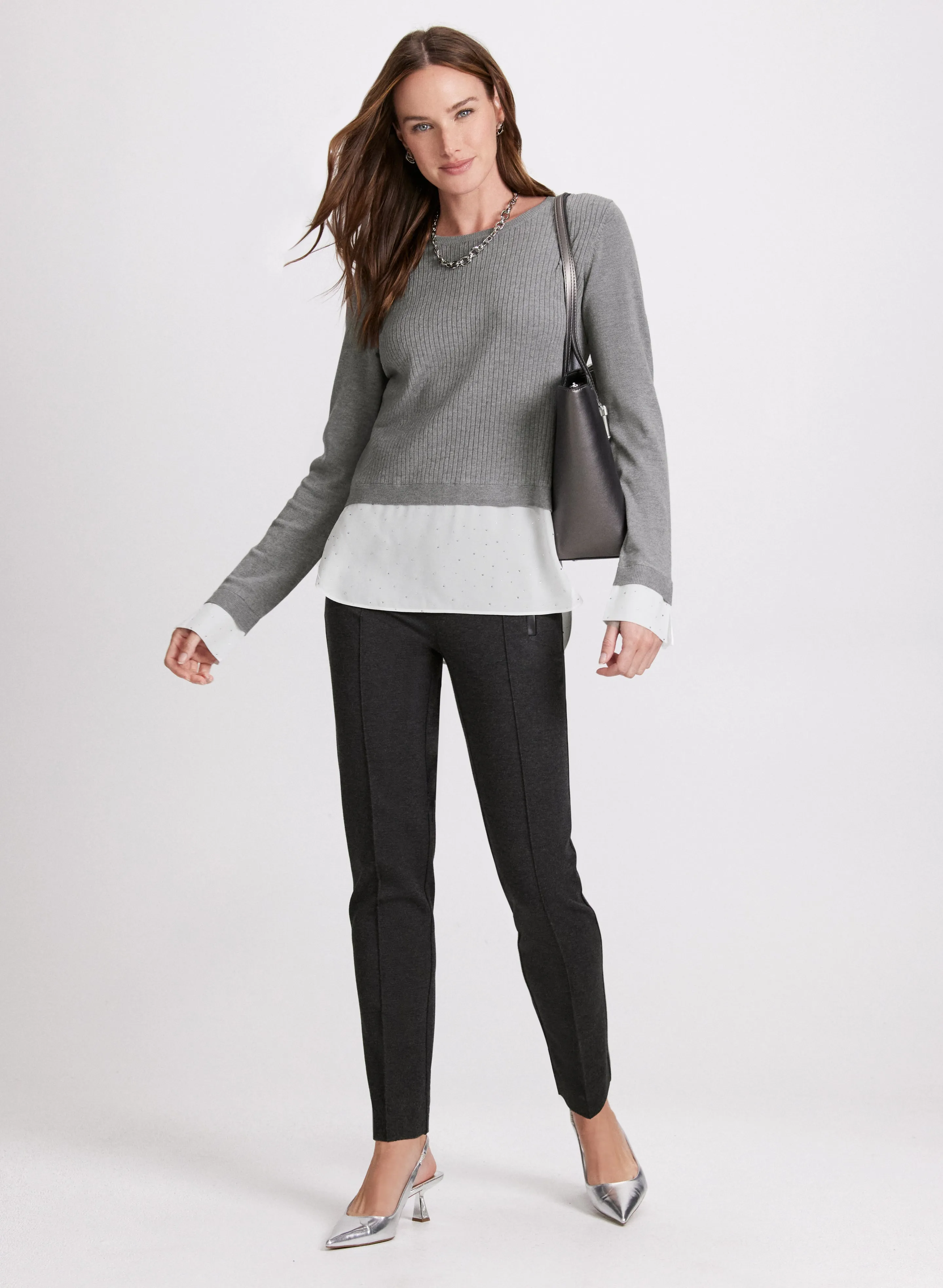 Faux Layered Pullover Sweater