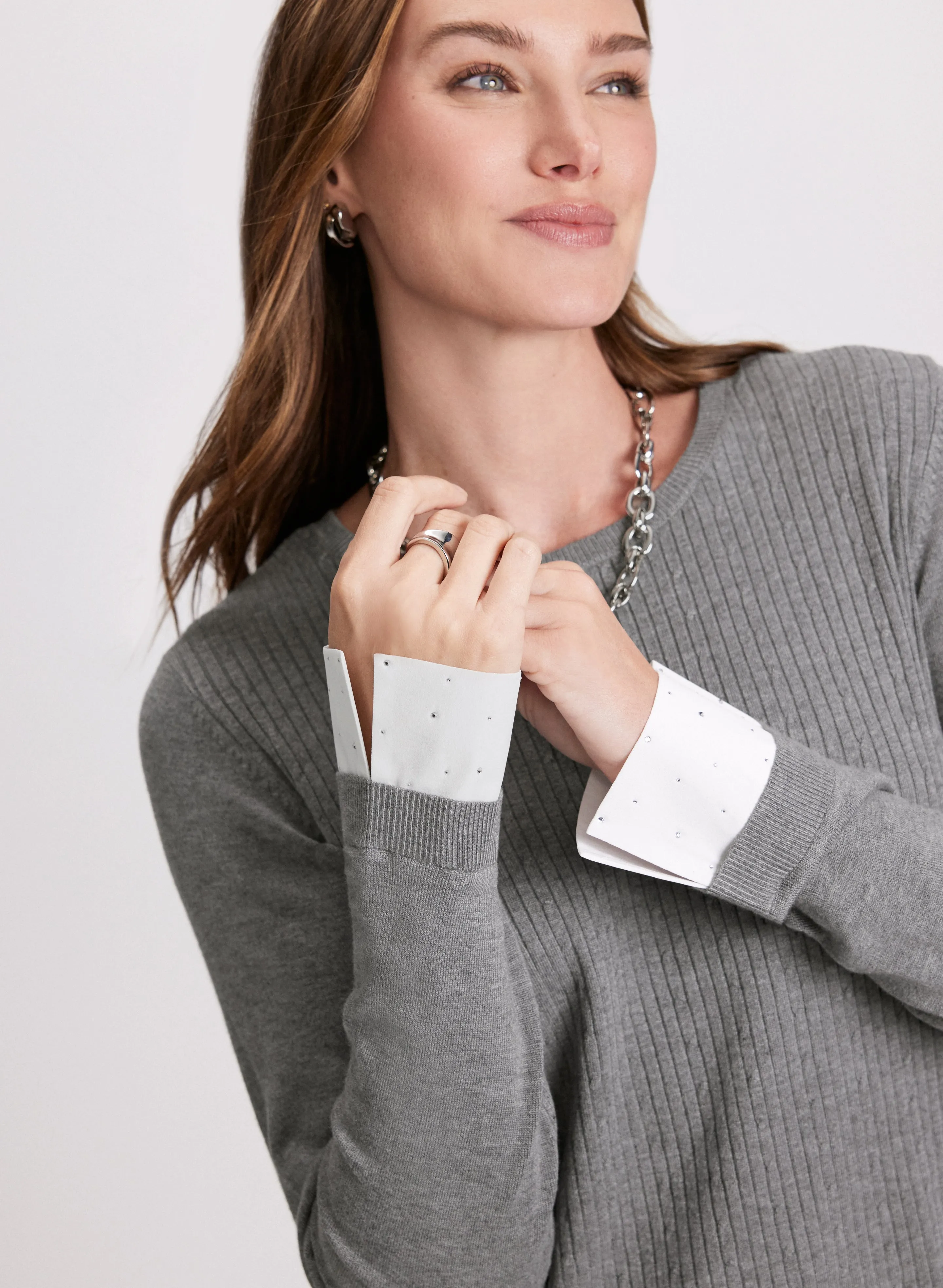 Faux Layered Pullover Sweater