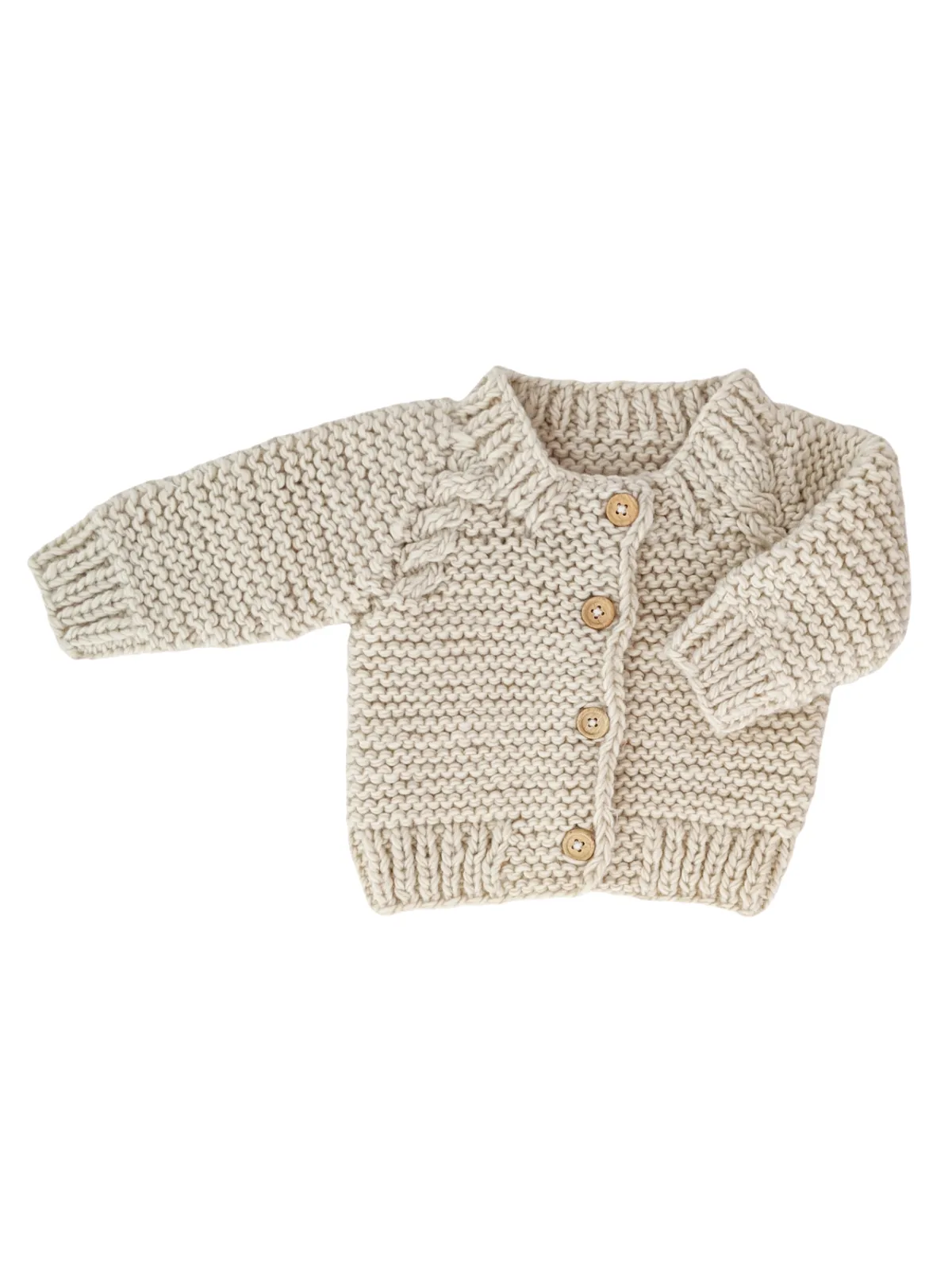 Garter Stitch Cardigan Sweater, Natural