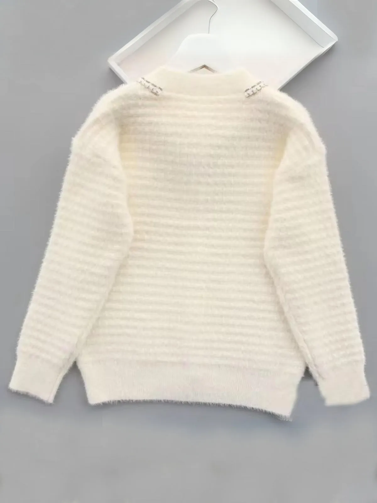 Girl's Classic Knitted Cardigan with Pearl Buttons