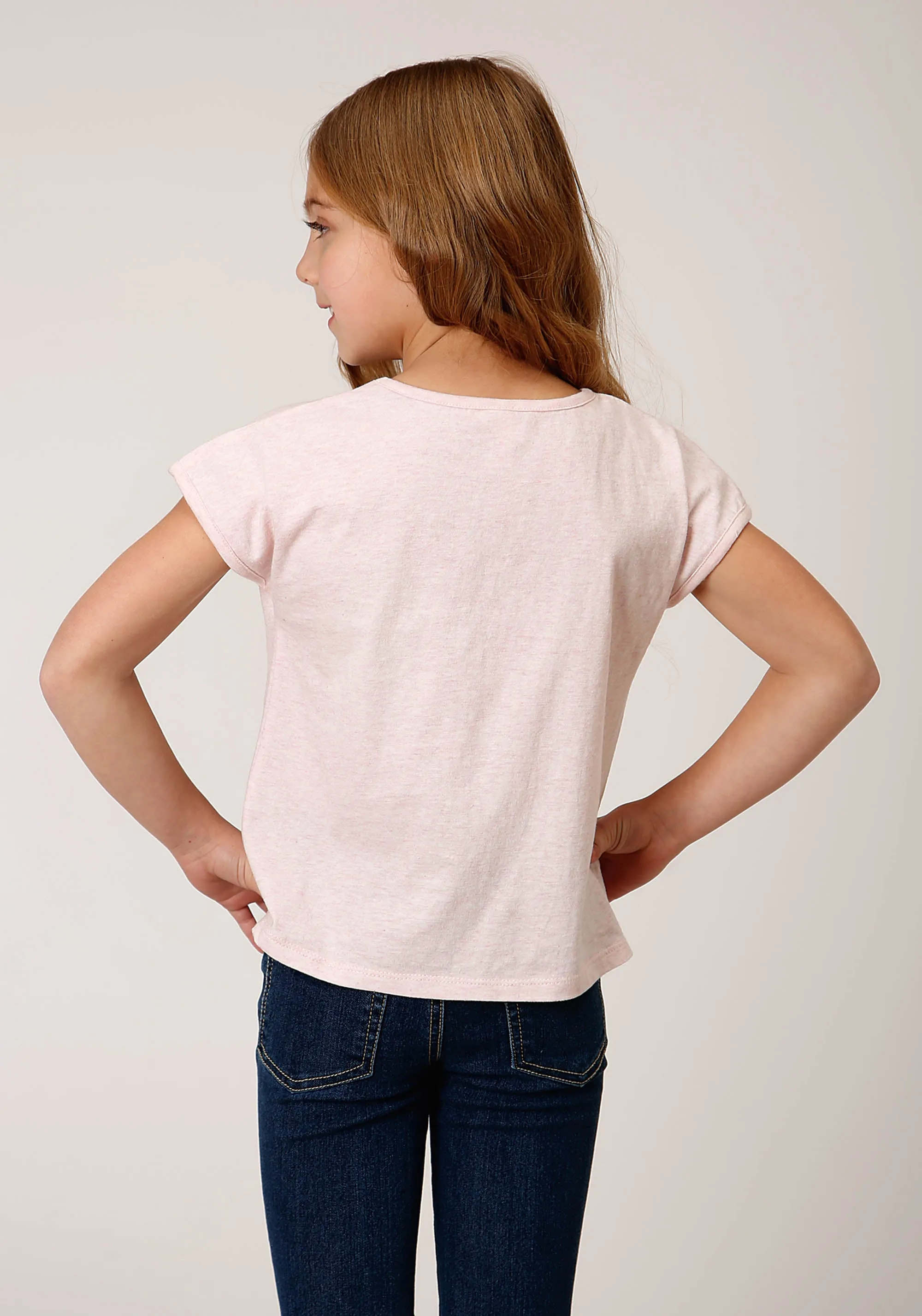 GIRLS COTTON MILANGE SHORT SLEEVE KNIT T-SHIRT