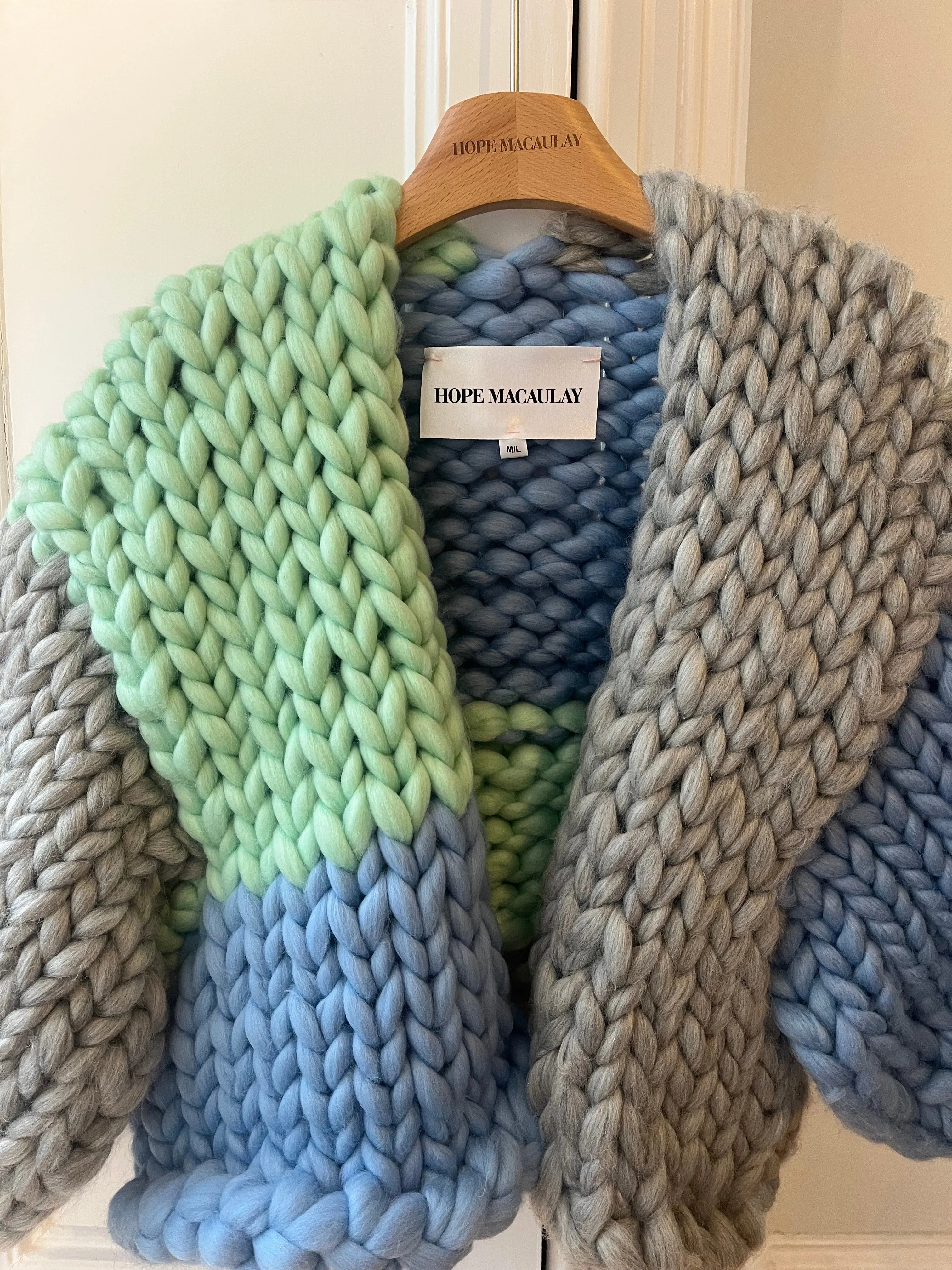 Grey, Mint and Blue Colossal Knit Cardigan M/L (Sample)