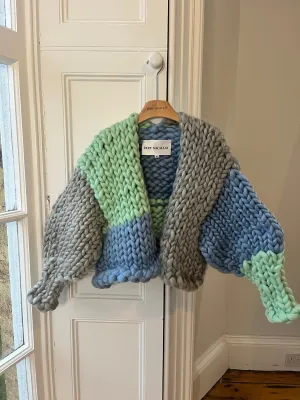 Grey, Mint and Blue Colossal Knit Cardigan M/L (Sample)