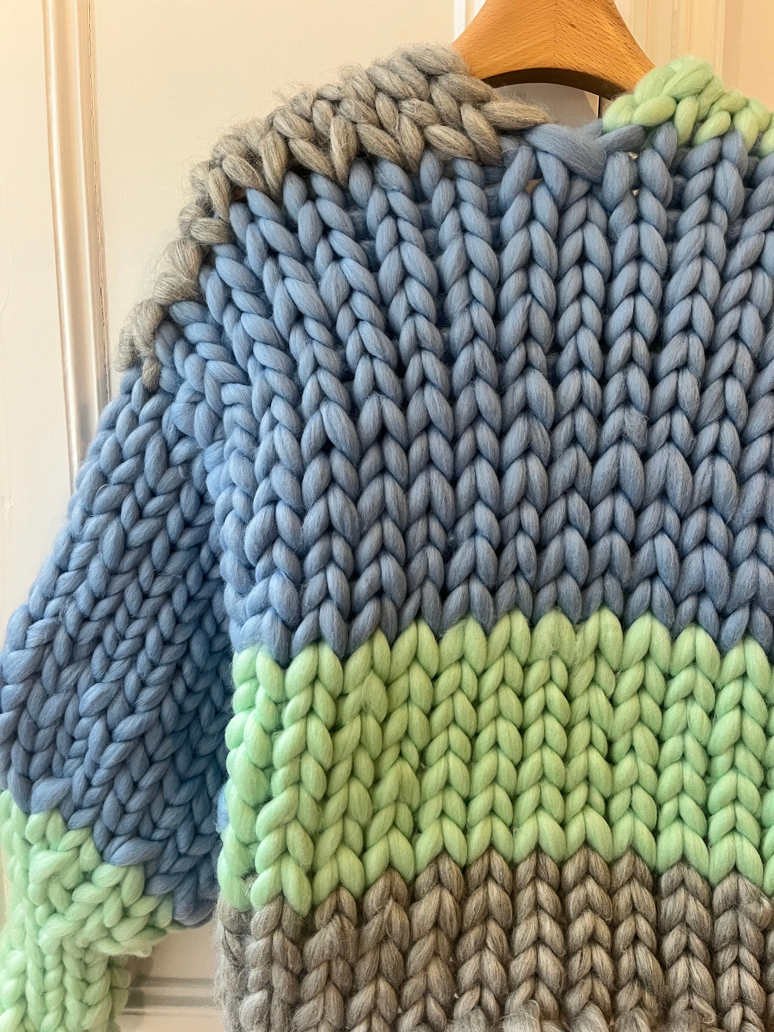 Grey, Mint and Blue Colossal Knit Cardigan M/L (Sample)